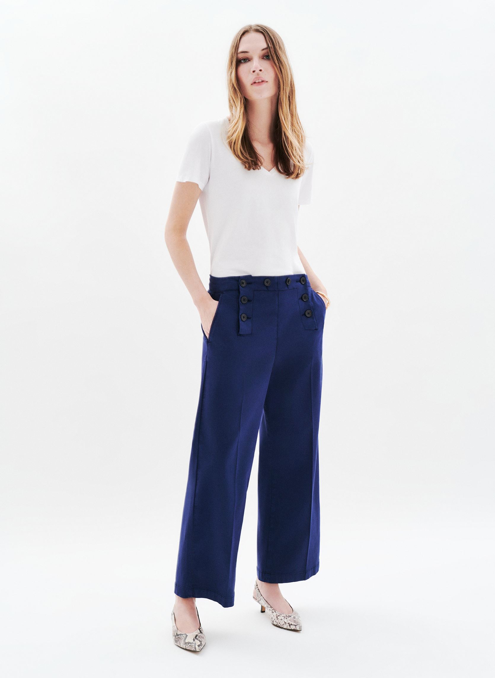 Rechte broeken 252P-PAOLINO dames blauw Caroll Rechte broeken 252P-PAOLINO dames blauw SKY CAPTAIN