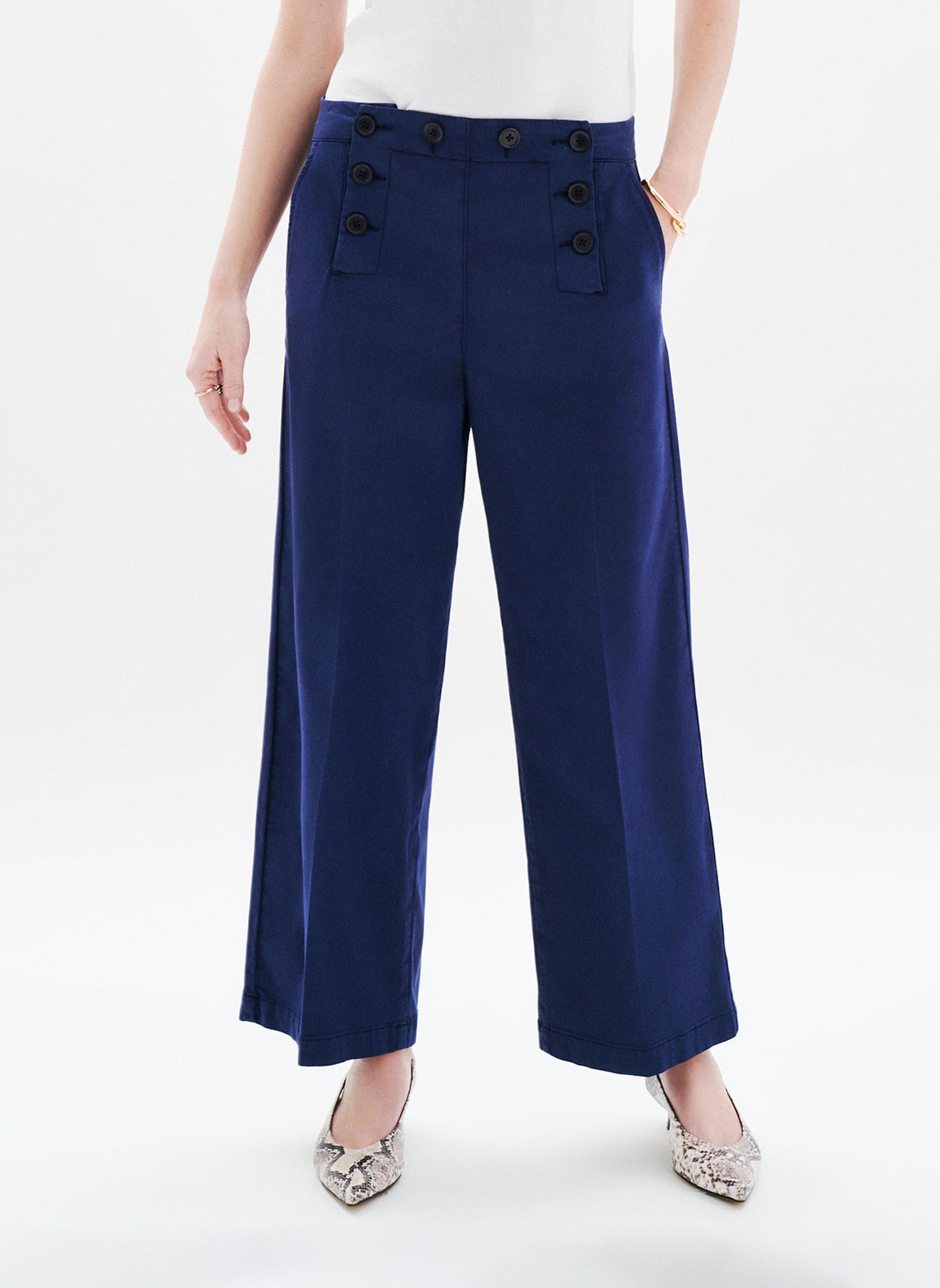 Rechte broeken 252P-PAOLINO dames blauw Caroll Rechte broeken 252P-PAOLINO dames blauw SKY CAPTAIN