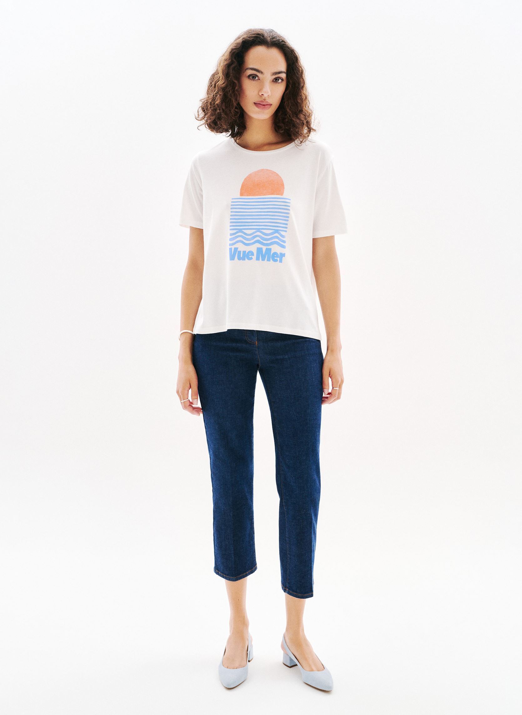 Kurzarm-T-Shirts 252T-TIM-OCEAN damen weiß Caroll Kurzarm-T-Shirts 252T-TIM-OCEAN damen weiß CLOUD DANCER