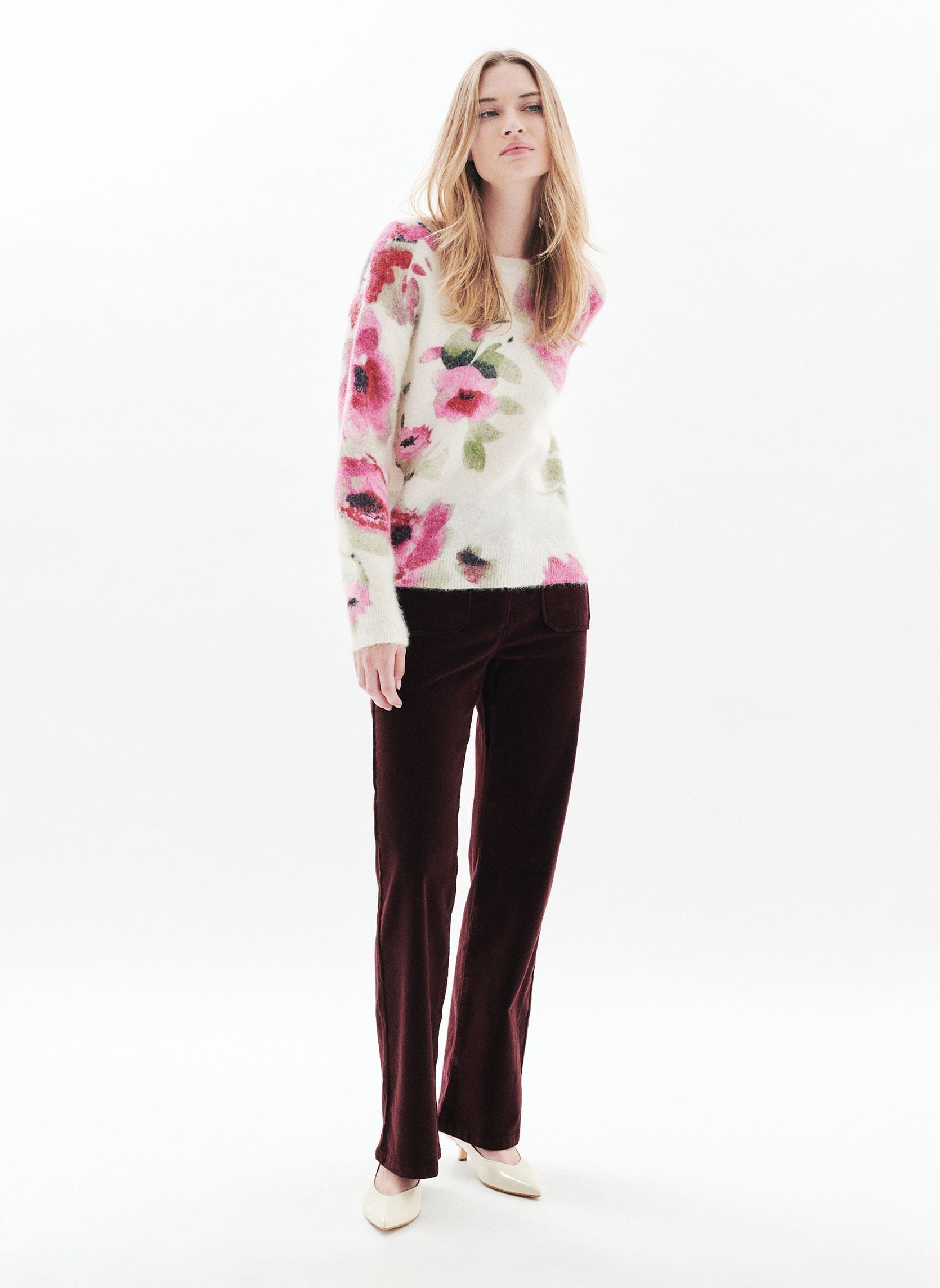 Pulls 252K-MANOLIA3 femme beige Caroll Pulls 252K-MANOLIA3 femme beige CRLIMP/M/AH25/AQUARELLE/ROSE