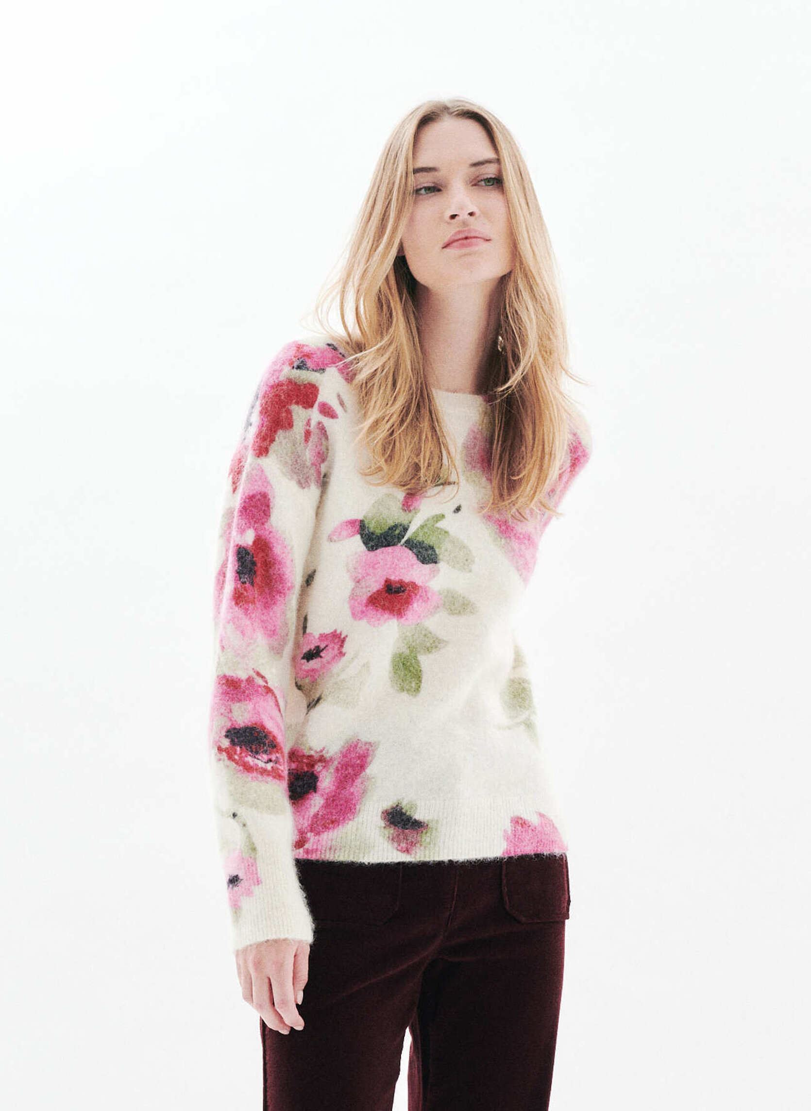 Pulls 252K-MANOLIA3 femme beige Caroll Pulls 252K-MANOLIA3 femme beige CRLIMP/M/AH25/AQUARELLE/ROSE