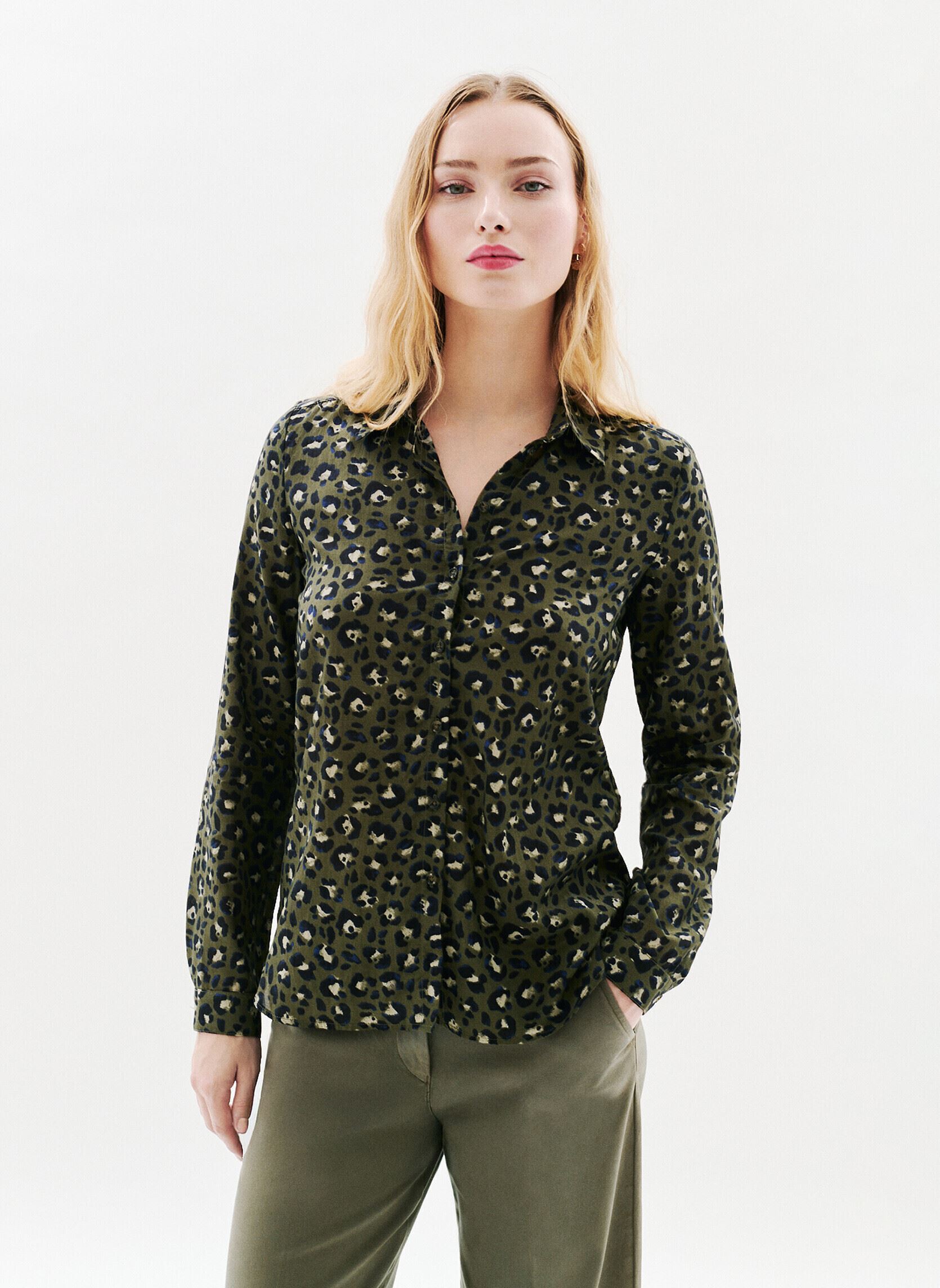 Langarm-Hemden 252C-JESSICA6 damen grün Caroll Langarm-Hemden 252C-JESSICA6 damen grün CRLIMP/AH25/LEOPARD/KAKI