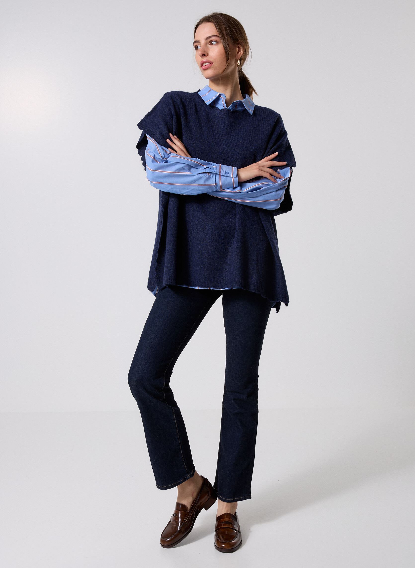 Ponchos und Capes IAMACHA PO damen blau Ichi Ponchos und Capes IAMACHA PO damen blau Total Eclipse