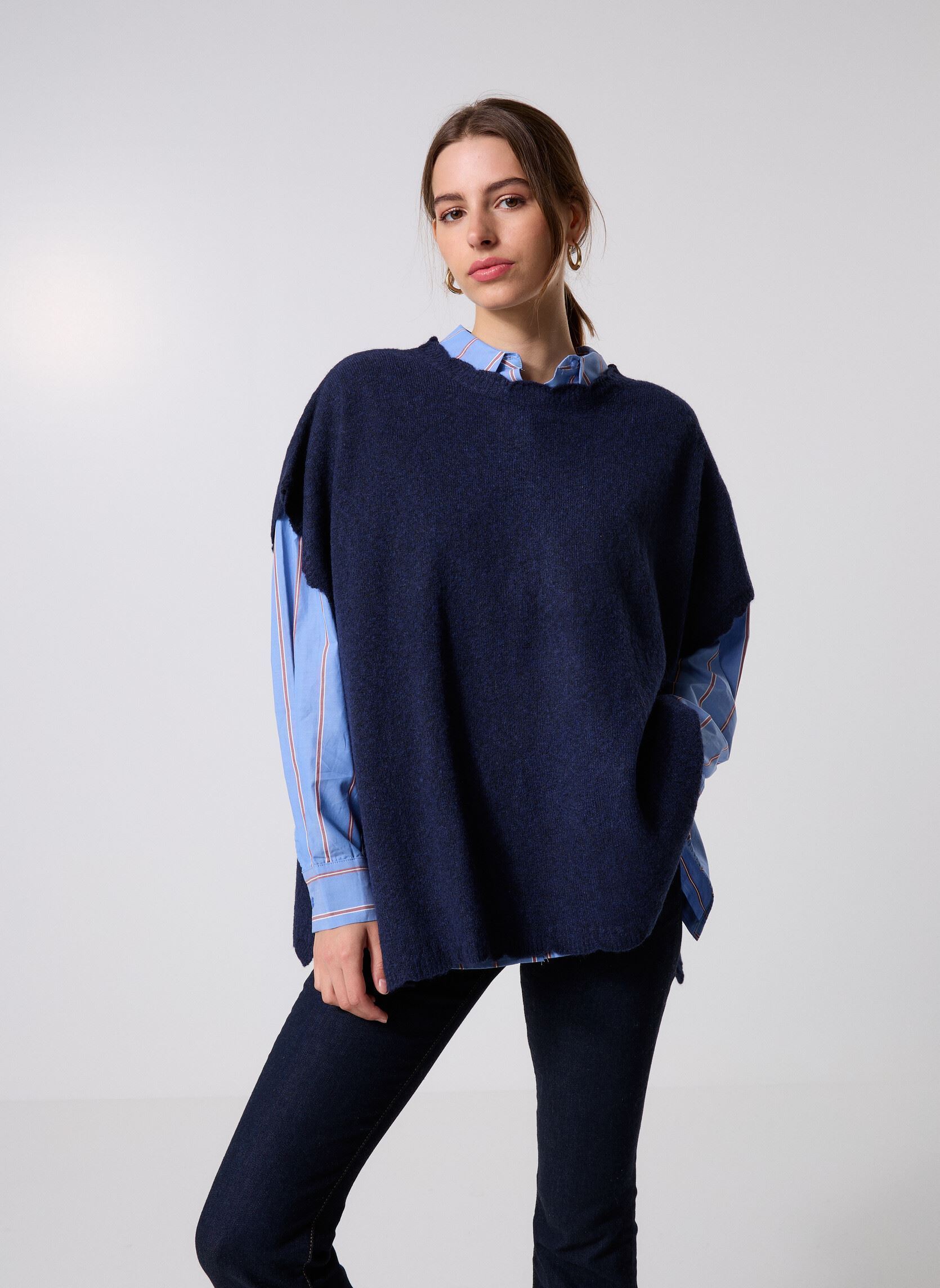 Ponchos und Capes IAMACHA PO damen blau Ichi Ponchos und Capes IAMACHA PO damen blau Total Eclipse