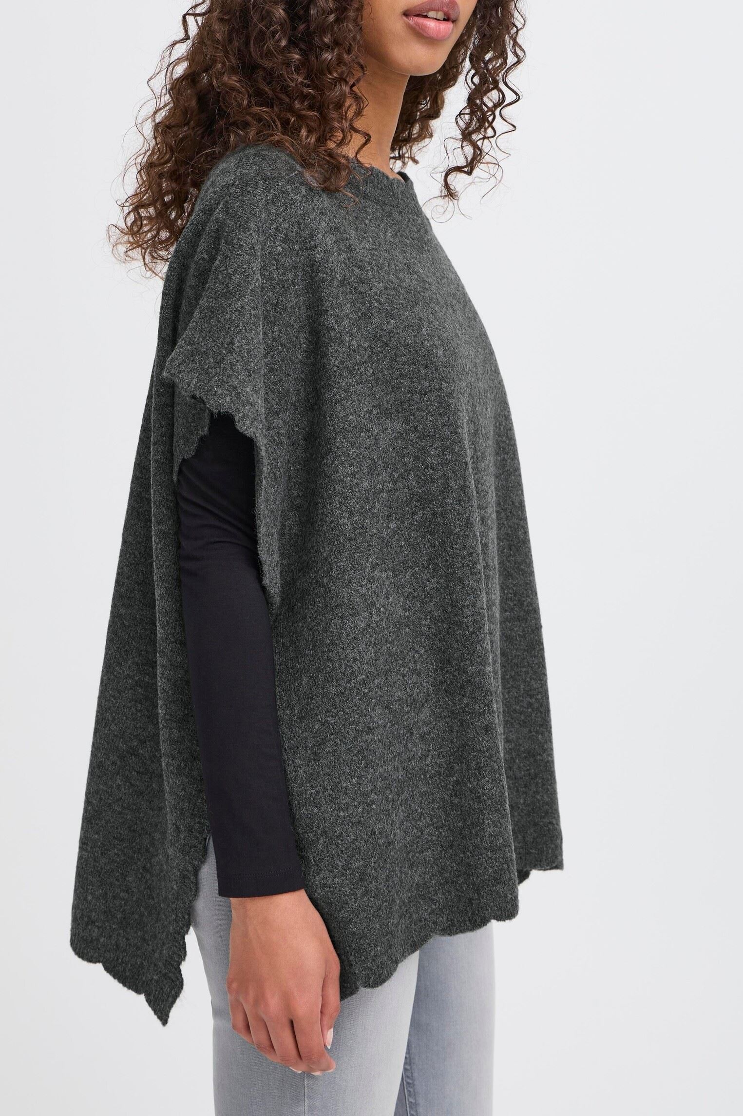 Ponchos et capes IAMACHA PO femme gris Ichi Ponchos et capes IAMACHA PO femme gris Dark Grey Melange