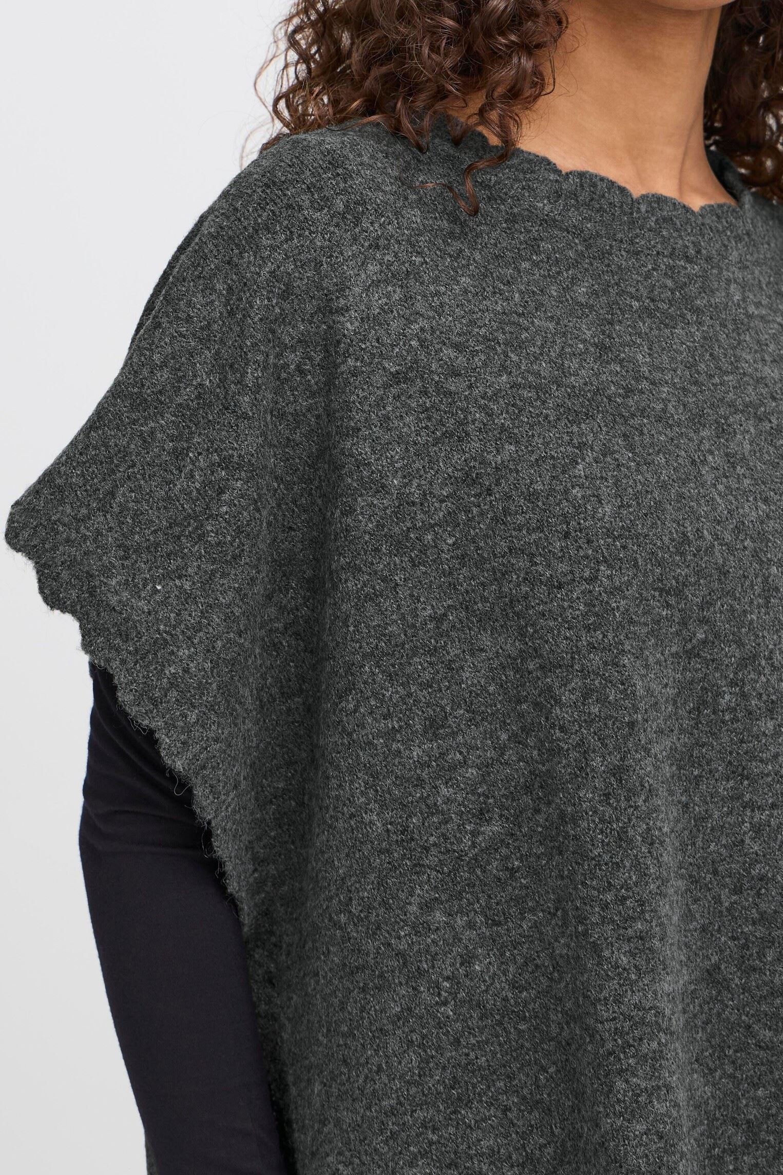 Ponchos et capes IAMACHA PO femme gris Ichi Ponchos et capes IAMACHA PO femme gris Dark Grey Melange