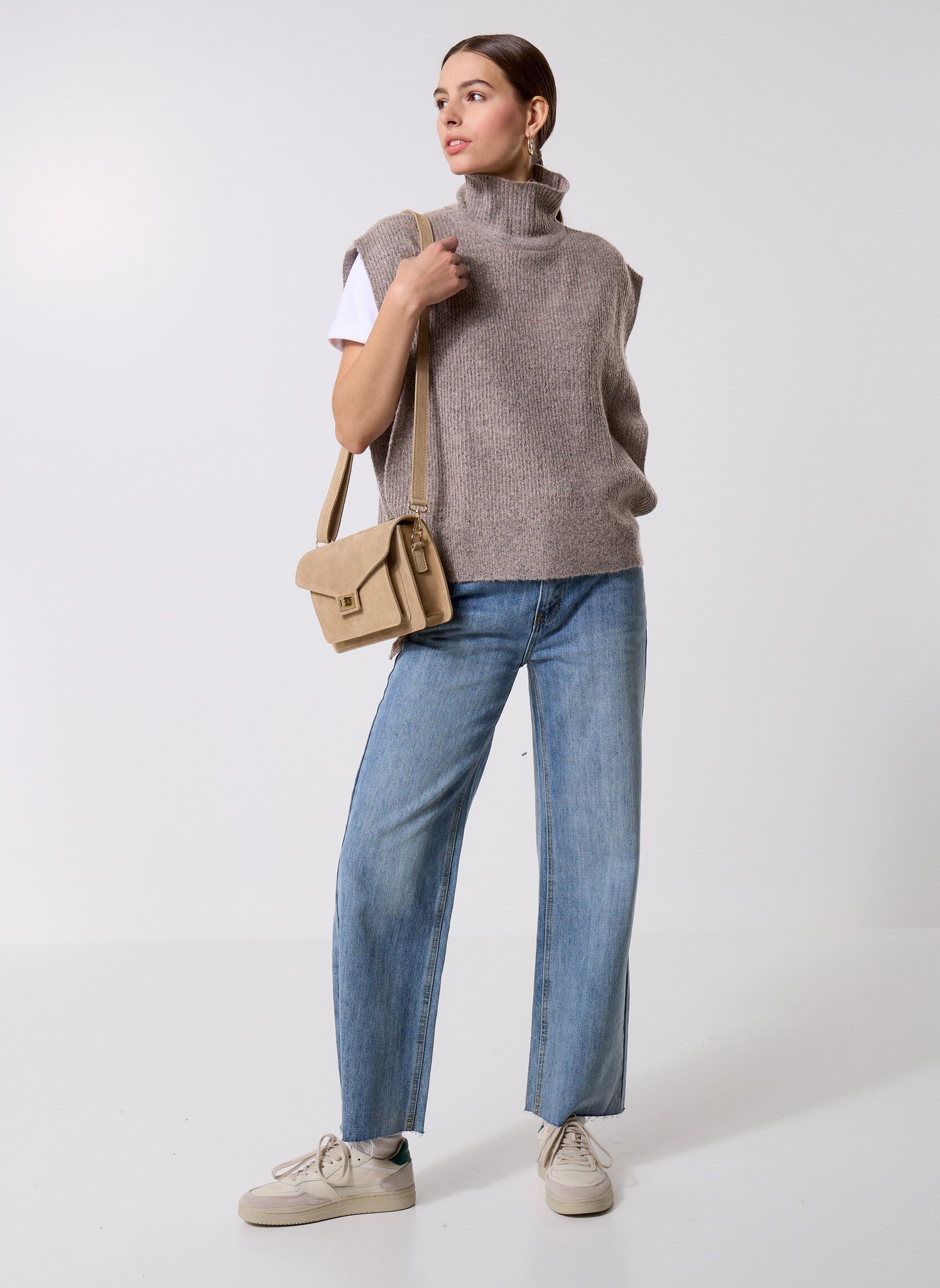 Ponchos et capes IAMAISE PO femme blanc Ichi Ponchos et capes IAMAISE PO femme blanc Oatmeal Melange