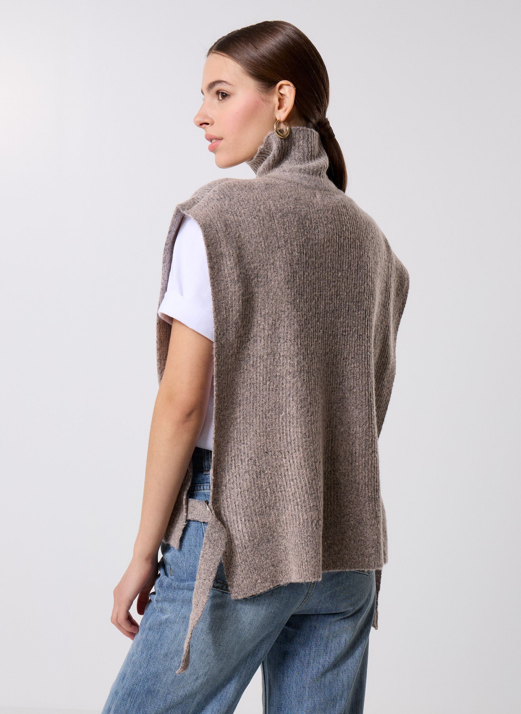 Ponchos et capes IAMAISE PO femme blanc Ichi Ponchos et capes IAMAISE PO femme blanc Oatmeal Melange