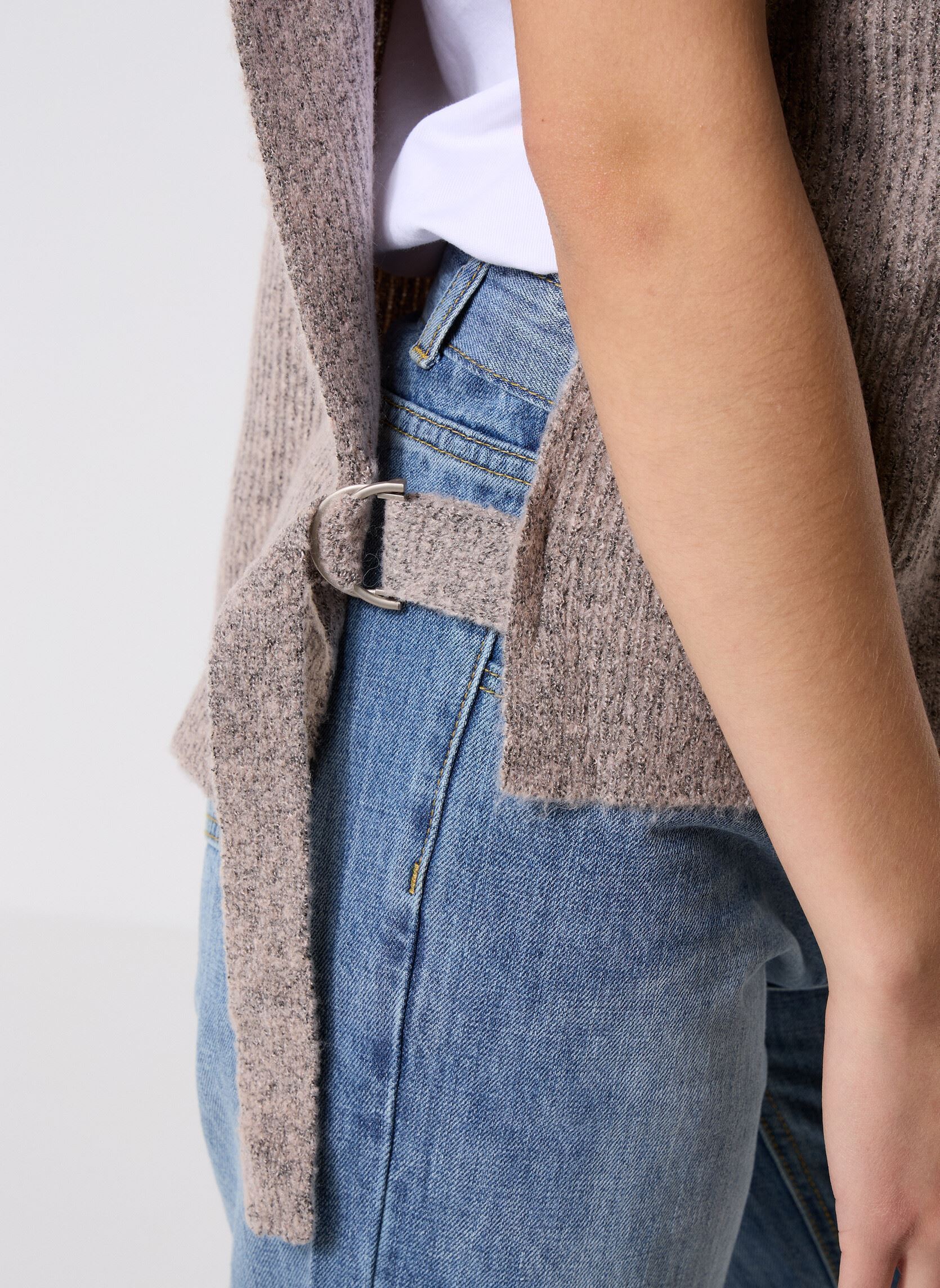 Ponchos et capes IAMAISE PO femme blanc Ichi Ponchos et capes IAMAISE PO femme blanc Oatmeal Melange