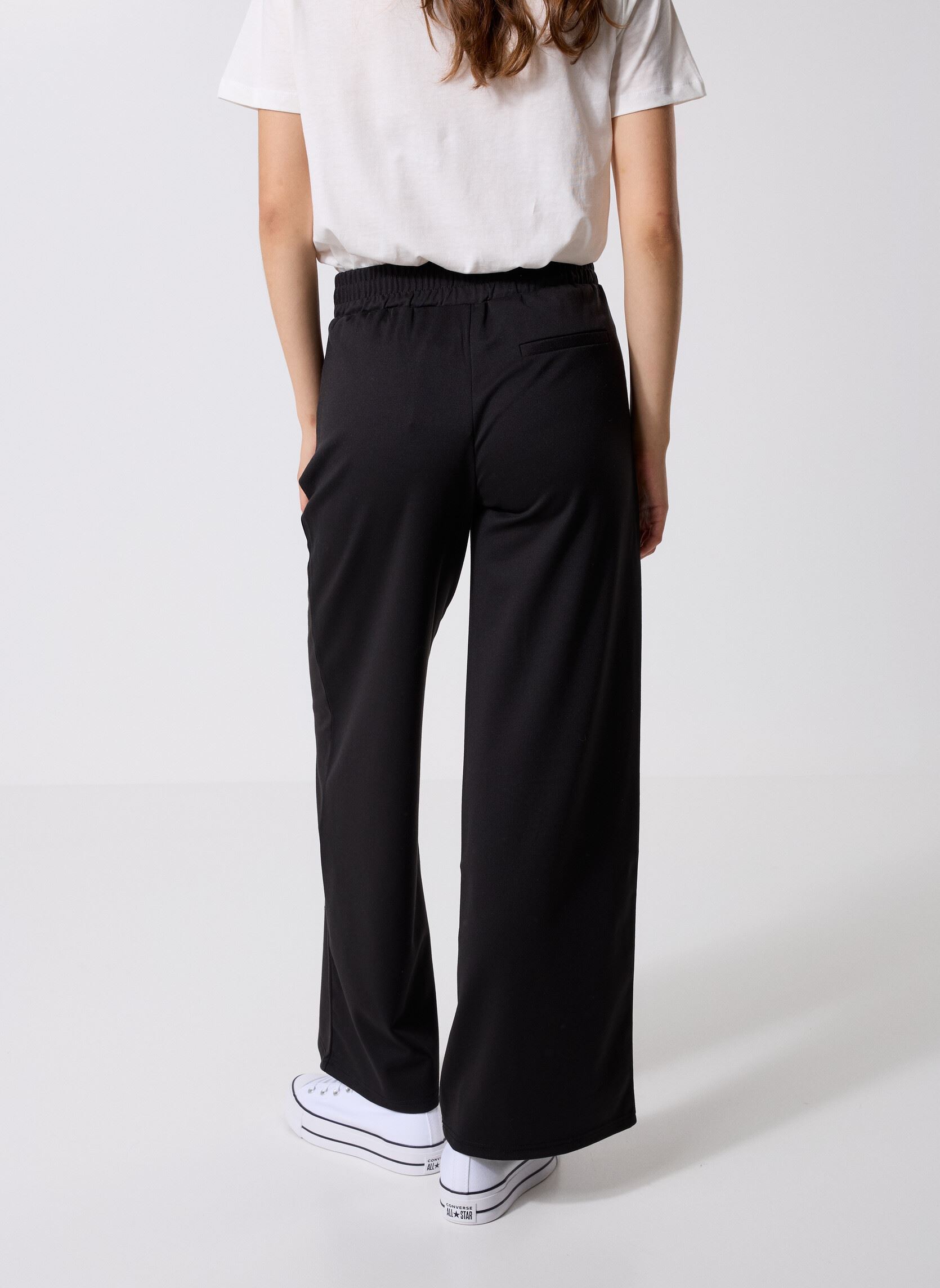 Pantaloni larghi IHKATE SUS LONG WIDE PA2 donna nero Ichi Pantaloni larghi IHKATE SUS LONG WIDE PA2 donna nero BLACK