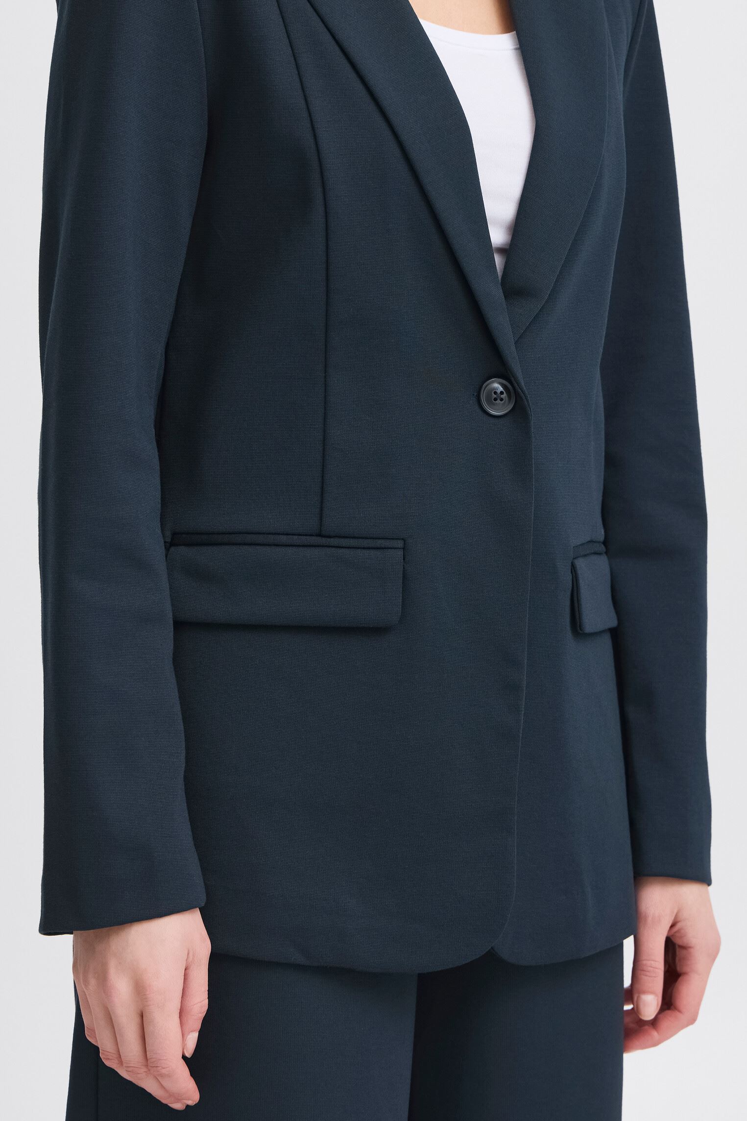 Vestes de blazer IHKATE SUS LONG BL4 femme bleu Ichi Vestes de blazer IHKATE SUS LONG BL4 femme bleu Total Eclipse