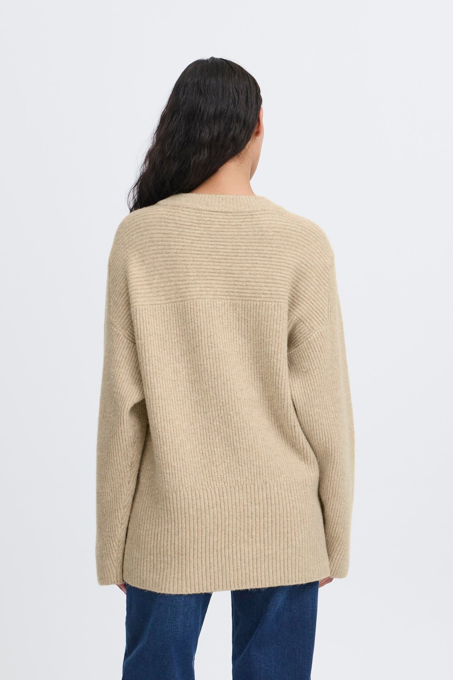 Pulls IHDUCIE LS femme blanc Ichi Pulls IHDUCIE LS femme blanc Oatmeal Melange