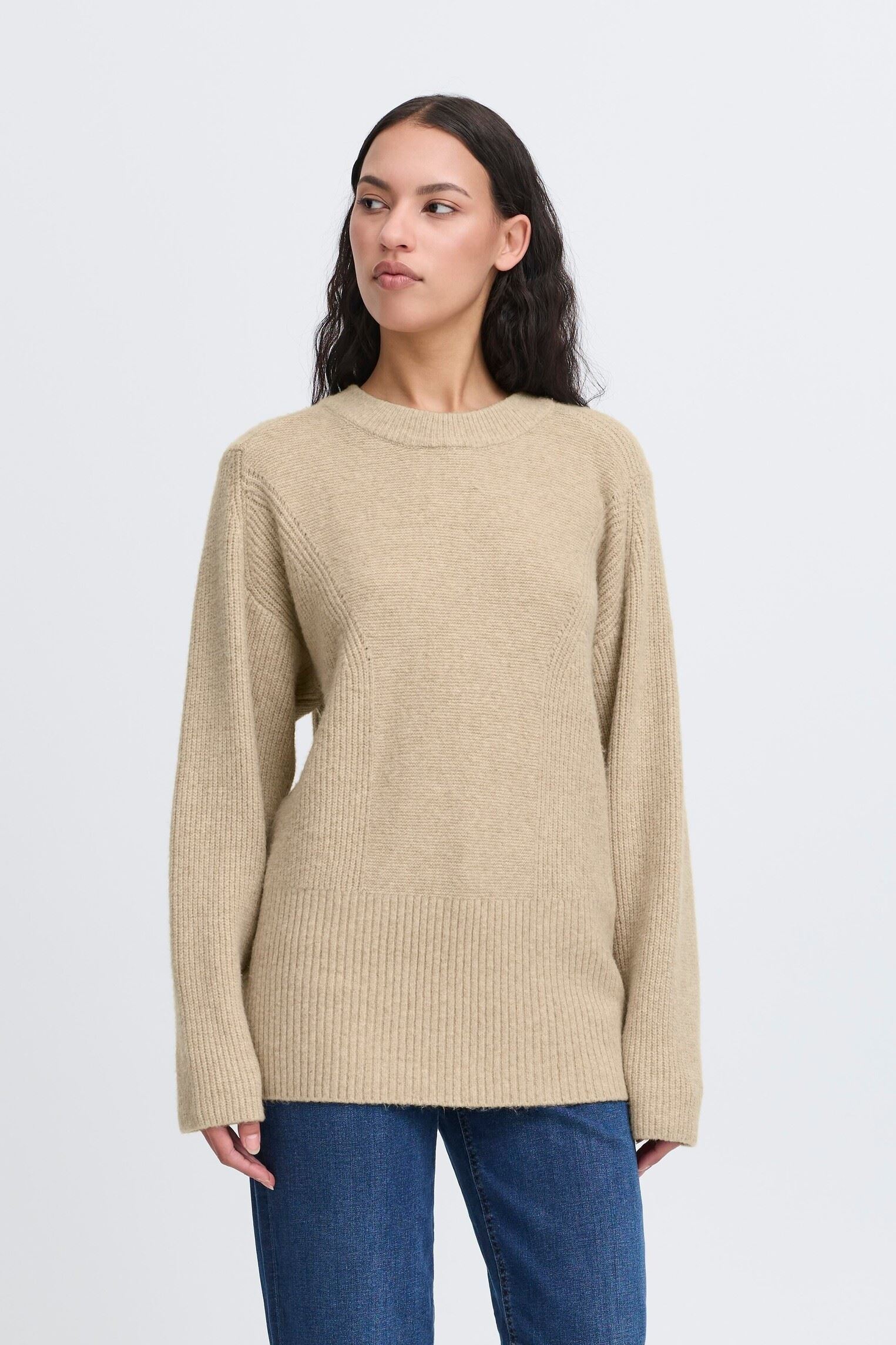 Pulls IHDUCIE LS femme blanc Ichi Pulls IHDUCIE LS femme blanc Oatmeal Melange