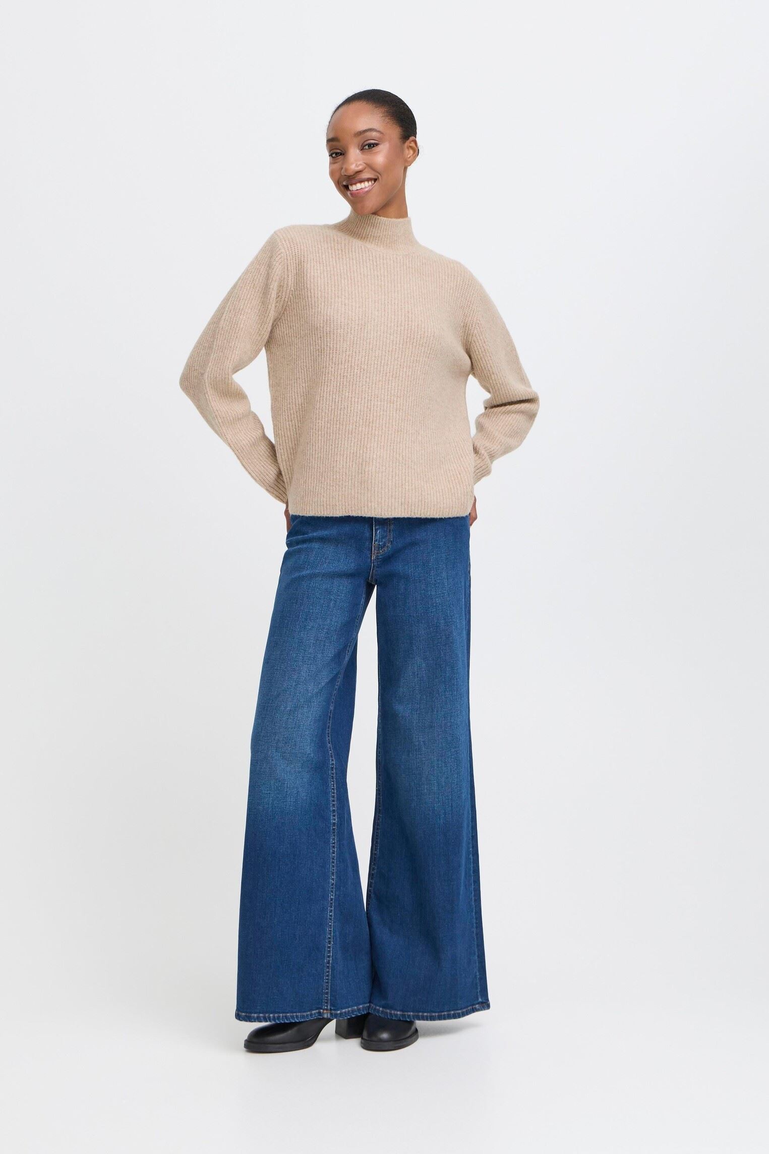 Pulls IHDUCIE LS2 femme blanc Ichi Pulls IHDUCIE LS2 femme blanc Oatmeal Melange