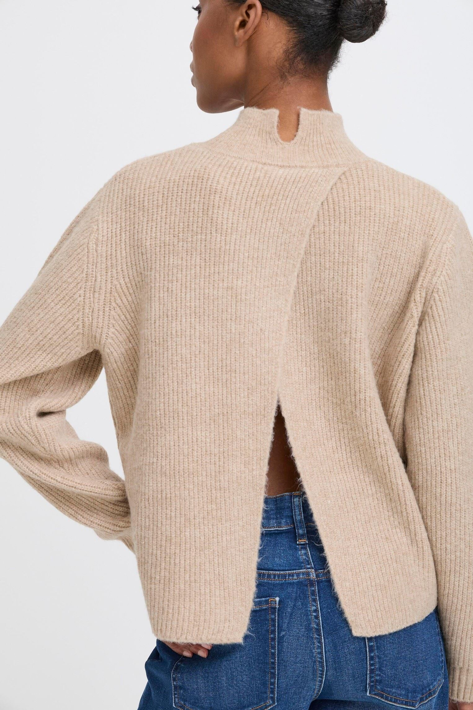Pulls IHDUCIE LS2 femme blanc Ichi Pulls IHDUCIE LS2 femme blanc Oatmeal Melange