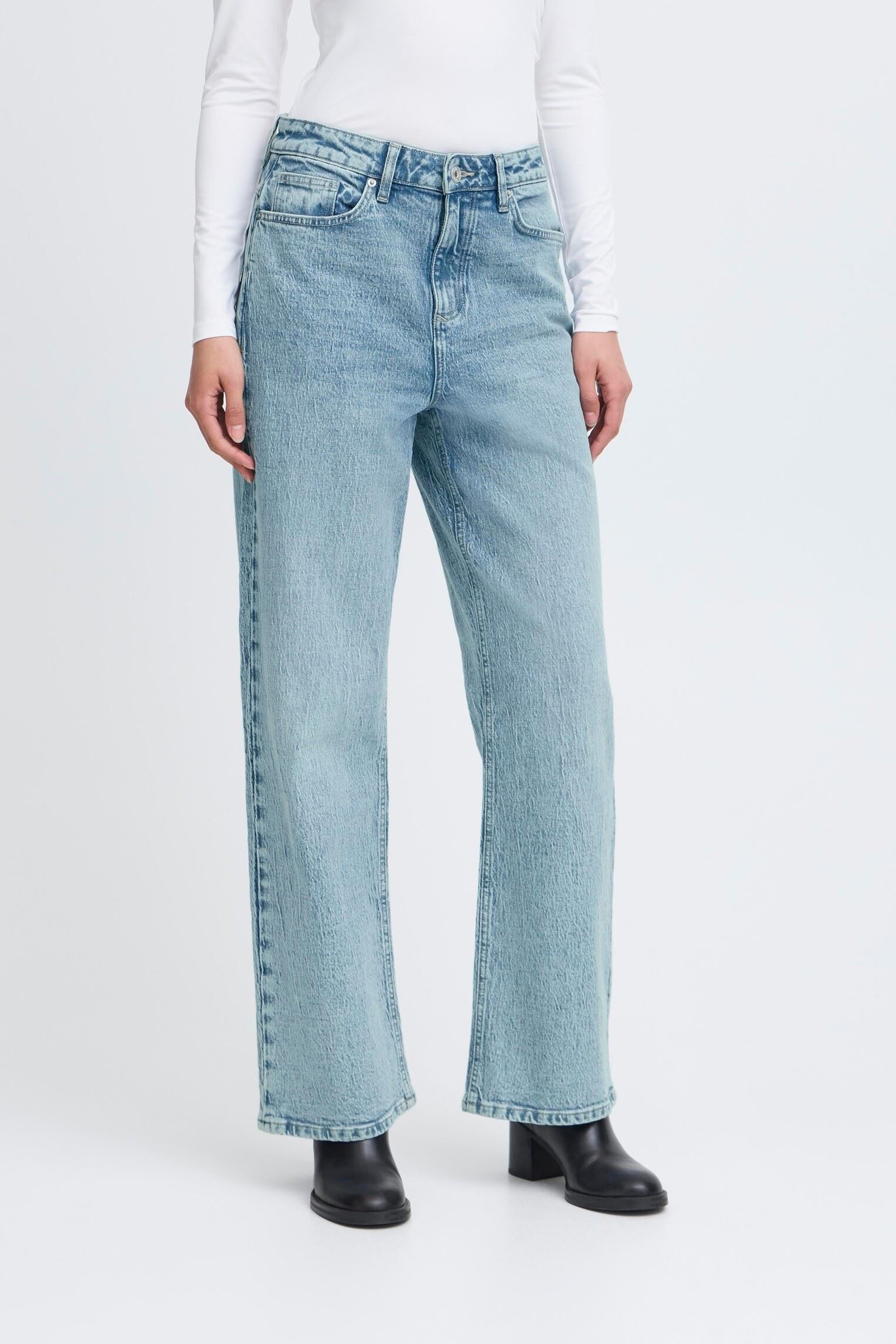 Jeans droit IHUNNI PA femme bleu Ichi Jeans droit IHUNNI PA femme bleu Denim Light Blue Stonewashed