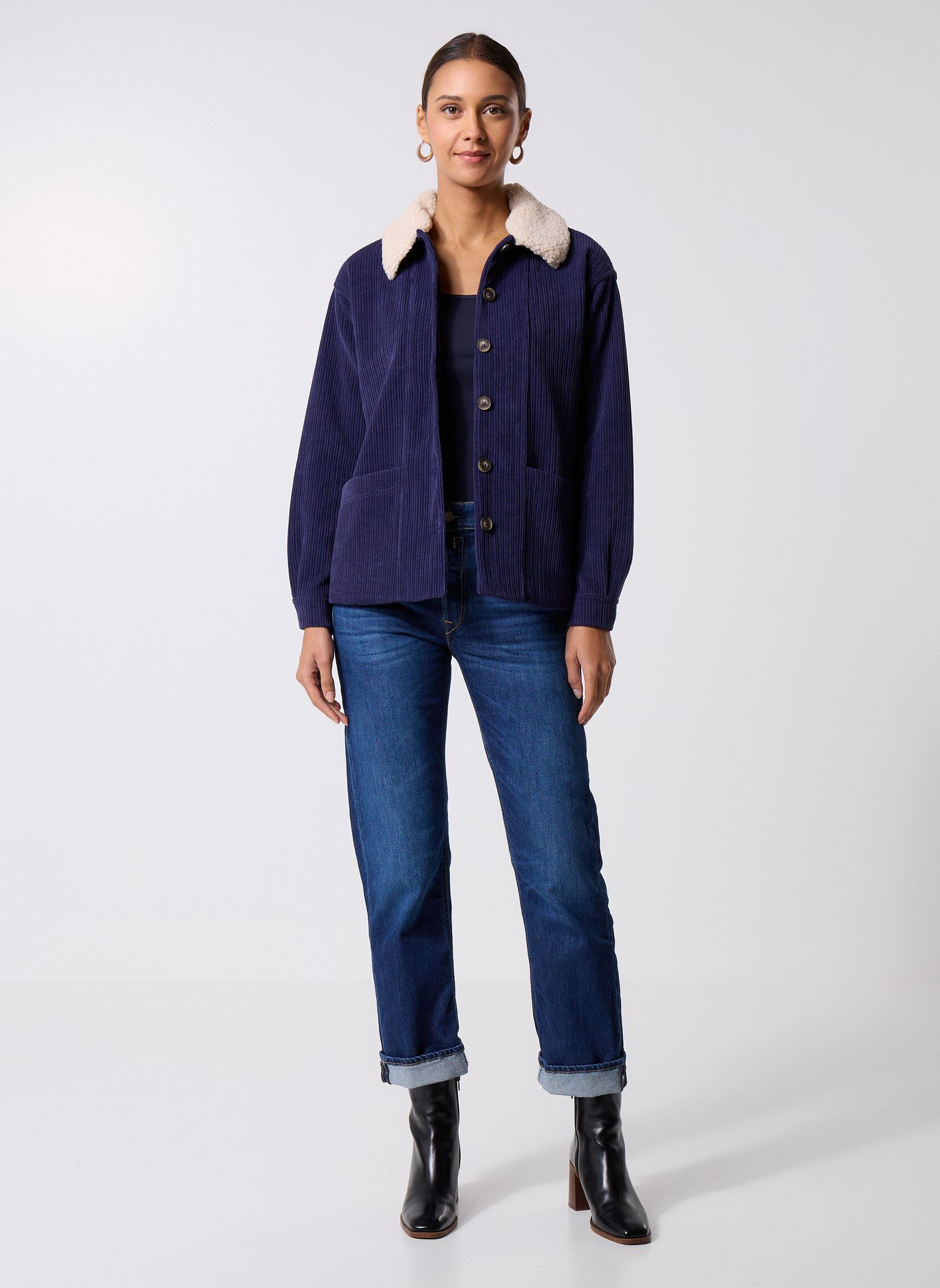Vestes IHKATE CORDUROY SH2 femme bleu Ichi Vestes IHKATE CORDUROY SH2 femme bleu Patriot Blue