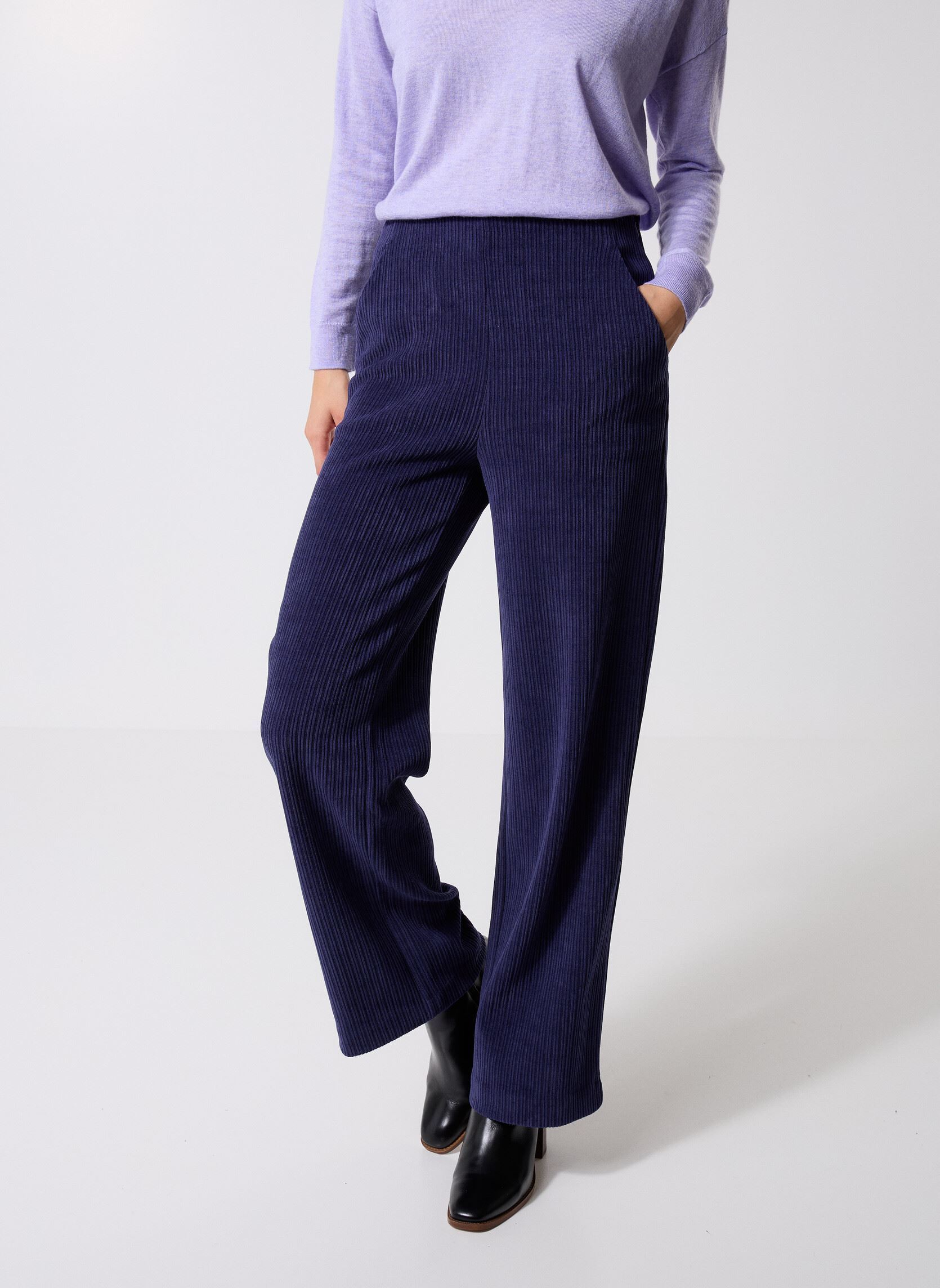 Pantalons droit IHKATE CORDUROY PA3 femme bleu Ichi Pantalons droit IHKATE CORDUROY PA3 femme bleu Patriot Blue
