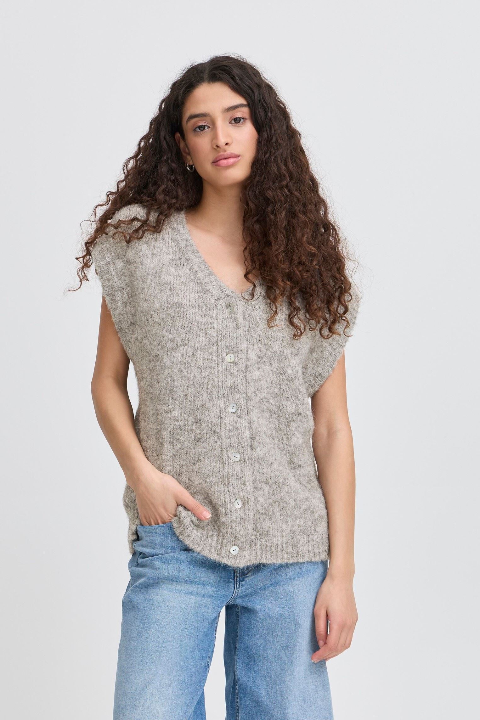 Gilets IHBELABLUE WA femme gris Ichi Gilets IHBELABLUE WA femme gris LIGHT GREY MELANGE