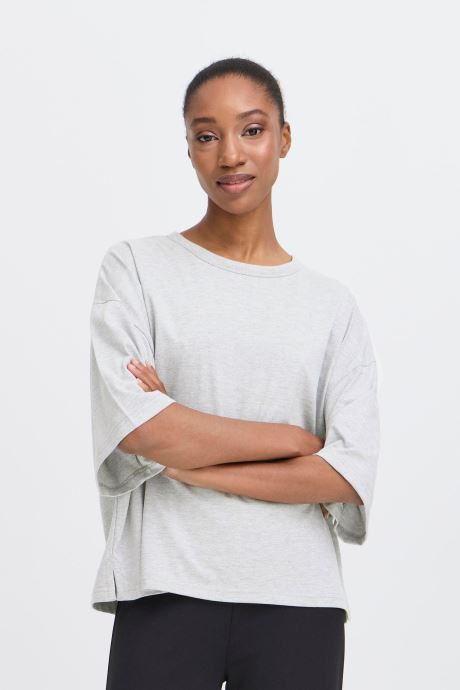 Ichi Tee-shirts manches courtes IHPALMER EX LOOSE SS femme gris