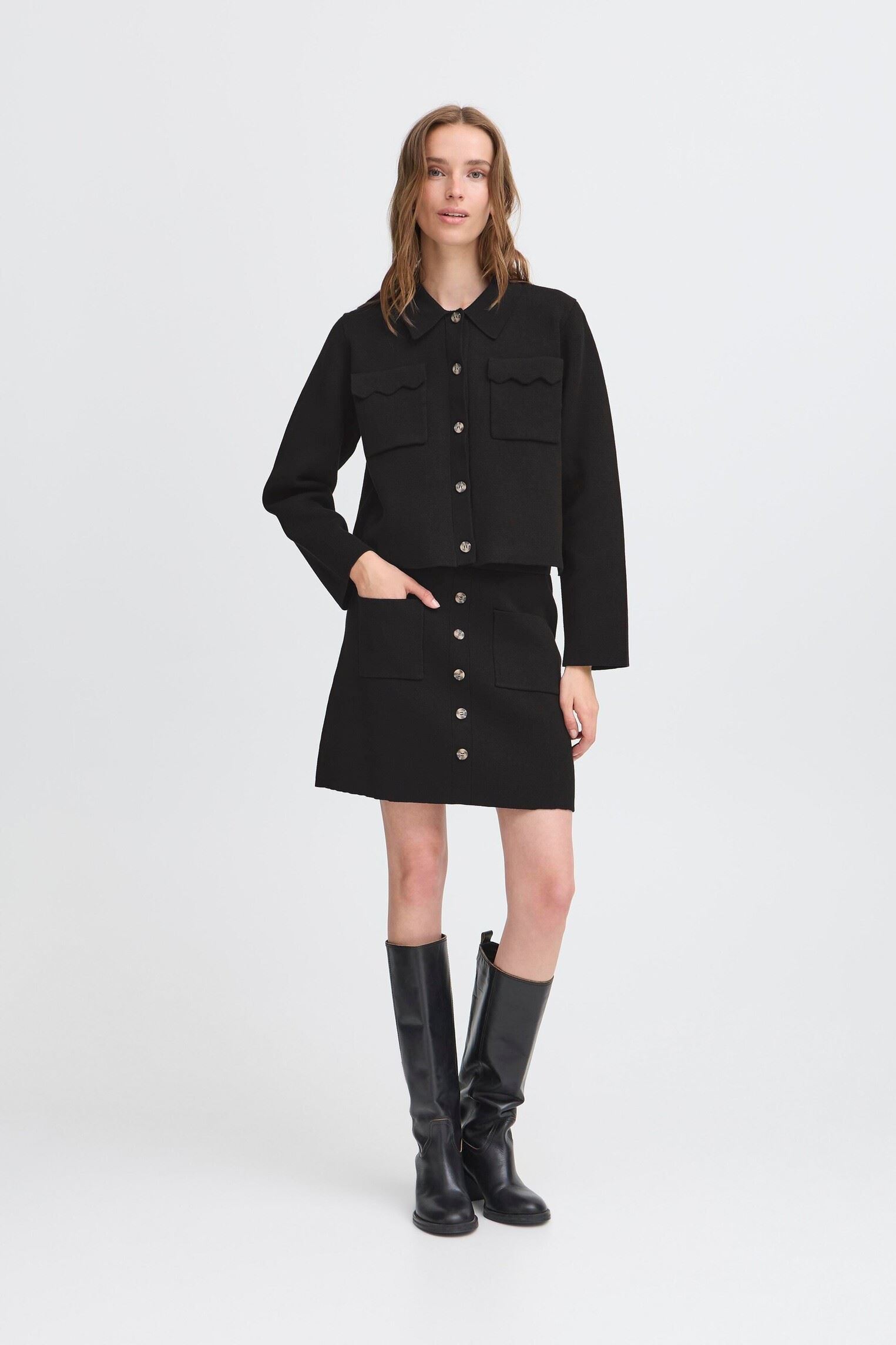 Jupes mi-longues IHKETTY SK femme noir Ichi Jupes mi-longues IHKETTY SK femme noir Black