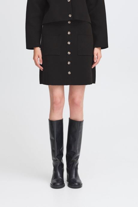 Jupe Plissée Femme ICHI Avec Lurex Brillant - Style Festif, Taille Élastique