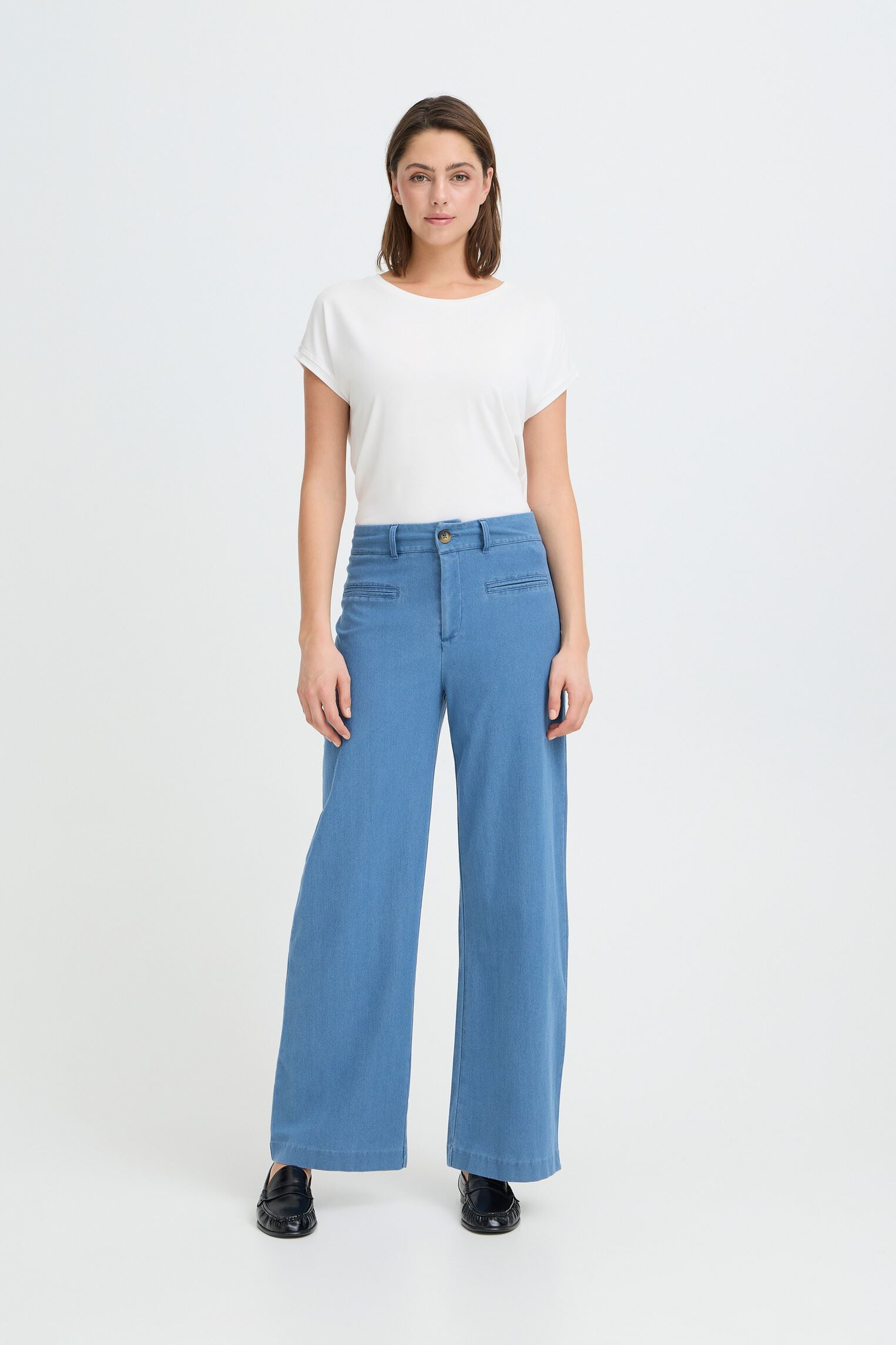 Pantalons droit IHKATE DENIM PA femme bleu Ichi Pantalons droit IHKATE DENIM PA femme bleu Kate Denim Medium Blue