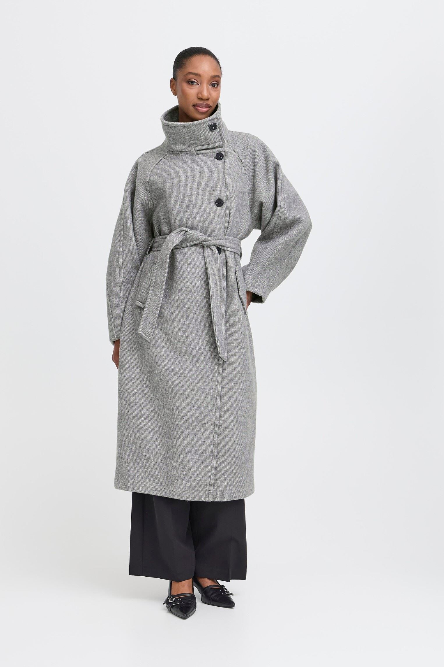 Mantels IHGAZIVA JA2 dames grijs Ichi Mantels IHGAZIVA JA2 dames grijs Grey Melange