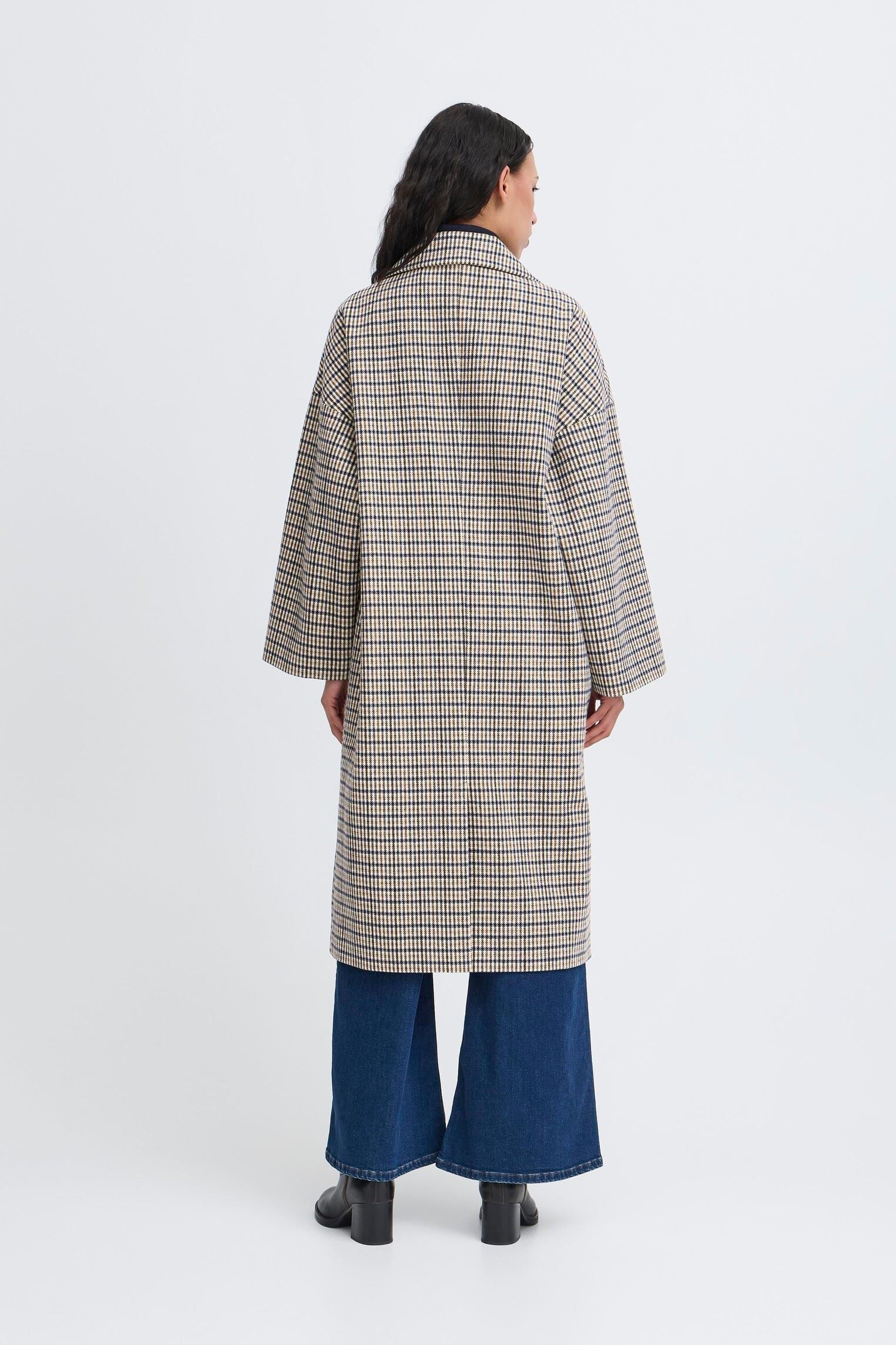 Manteaux IHEMMALU JA3 femme bleu Ichi Manteaux IHEMMALU JA3 femme bleu Dark Navy Multi Check