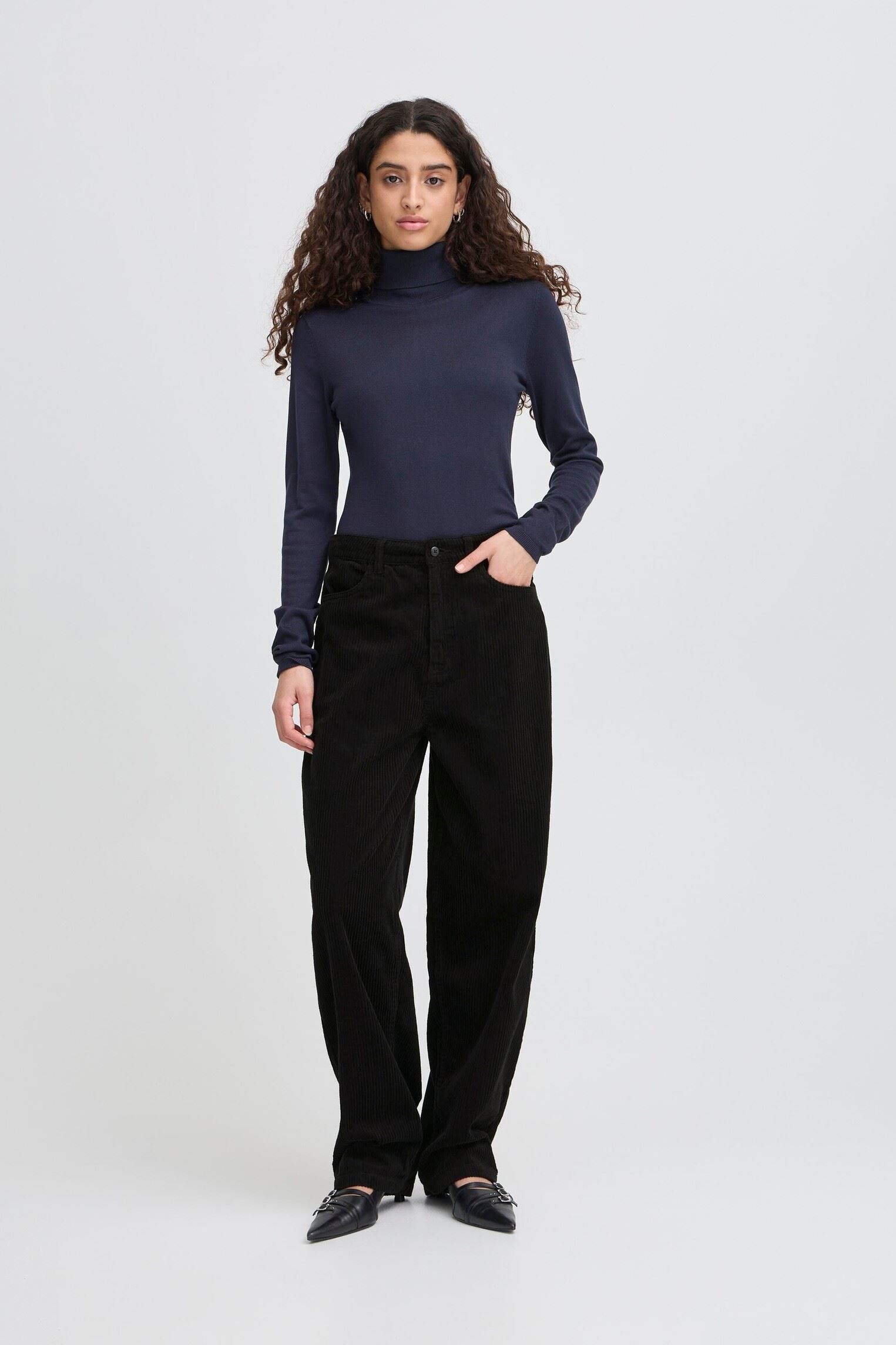 Straight Leg Hosen IHFOCARO PA damen schwarz Ichi Straight Leg Hosen IHFOCARO PA damen schwarz BLACK