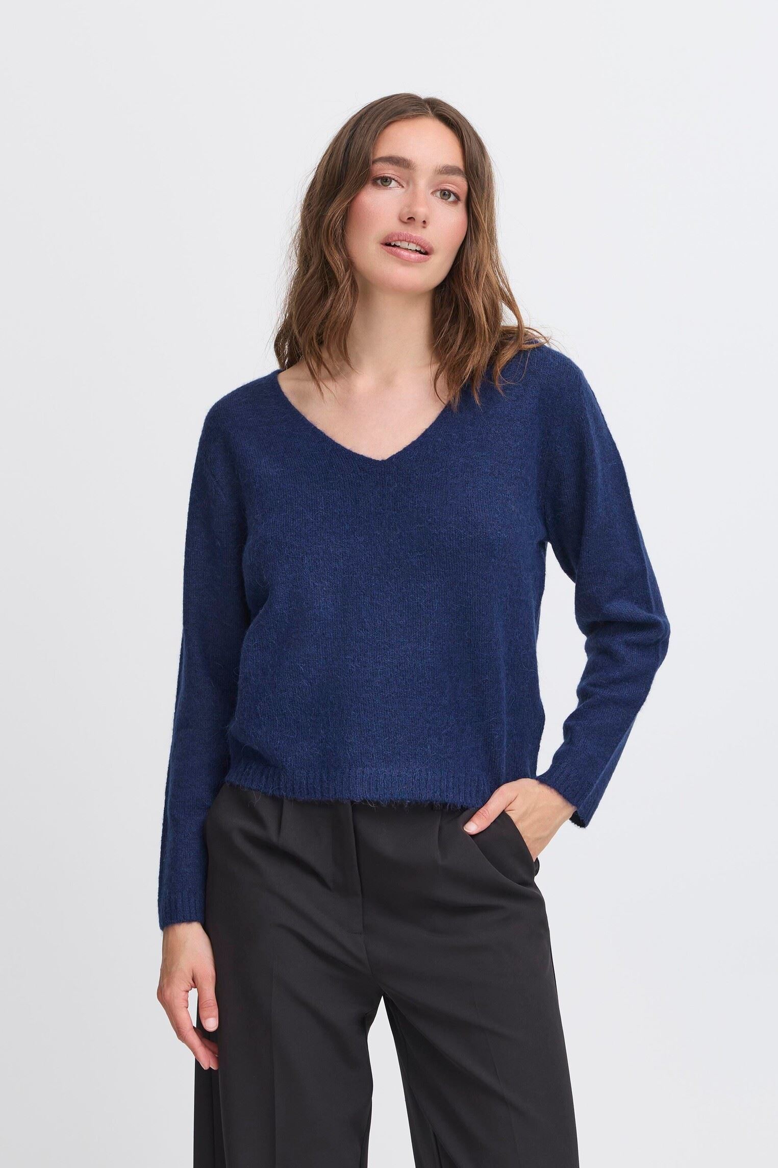 Pulls IHKAMARA LS17 femme bleu Ichi Pulls IHKAMARA LS17 femme bleu Patriot Blue