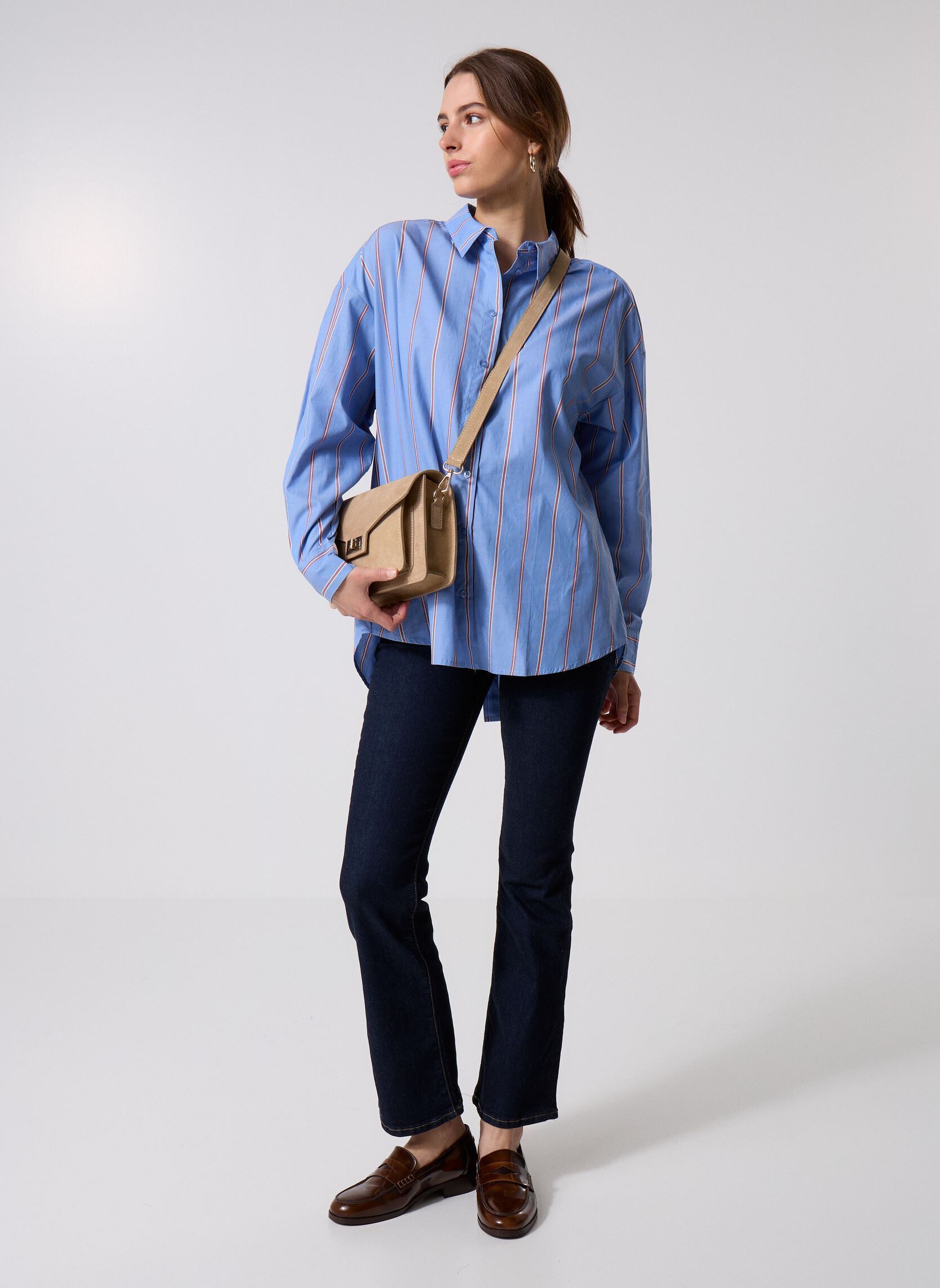 Lange mouw overhemden IHSADIA SH2 dames blauw Ichi Lange mouw overhemden IHSADIA SH2 dames blauw Blue Yonder Stripe