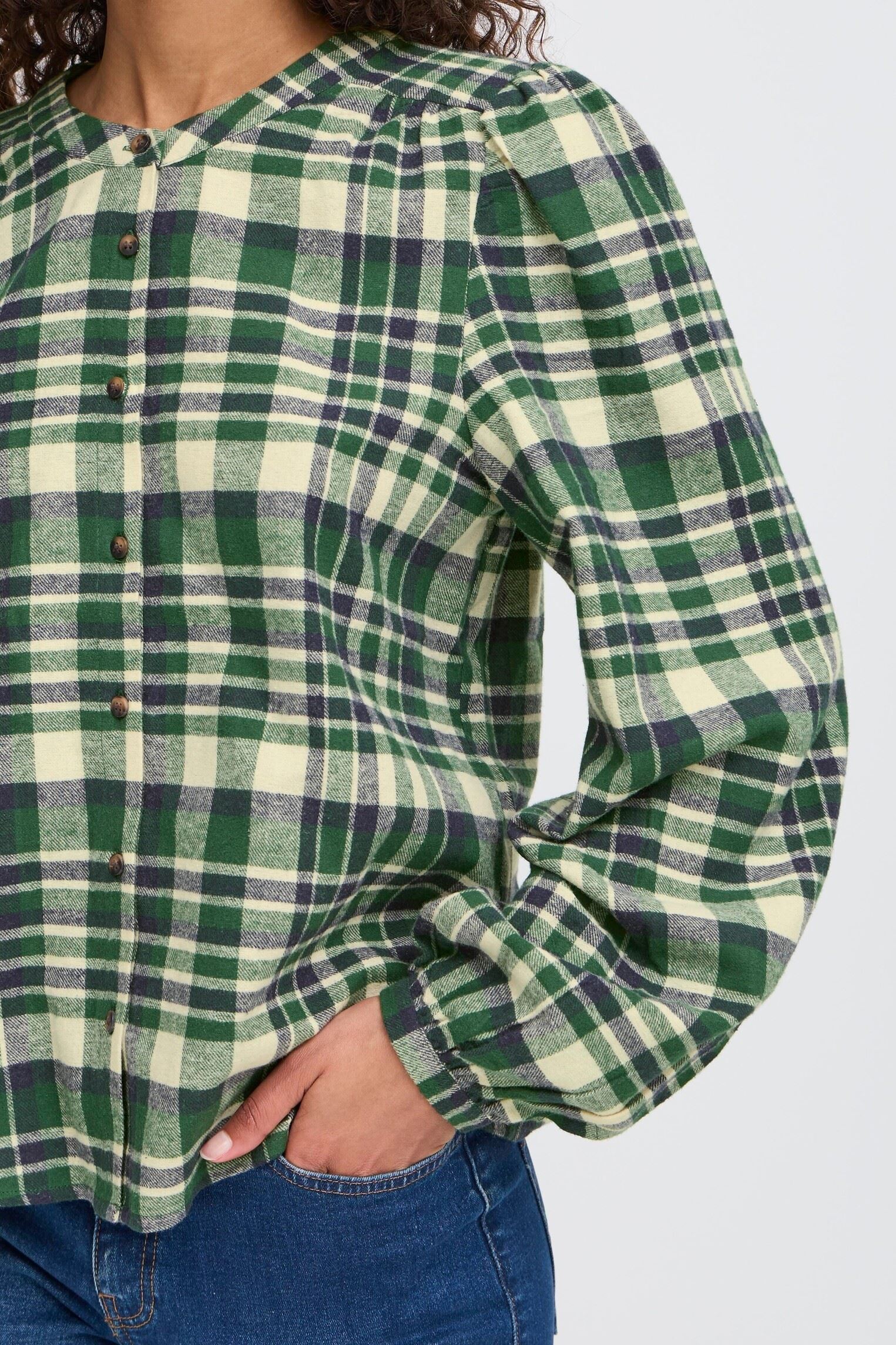 Blouses manches longues IHTAMANNA SH2 femme vert Ichi Blouses manches longues IHTAMANNA SH2 femme vert Pineneedle Check
