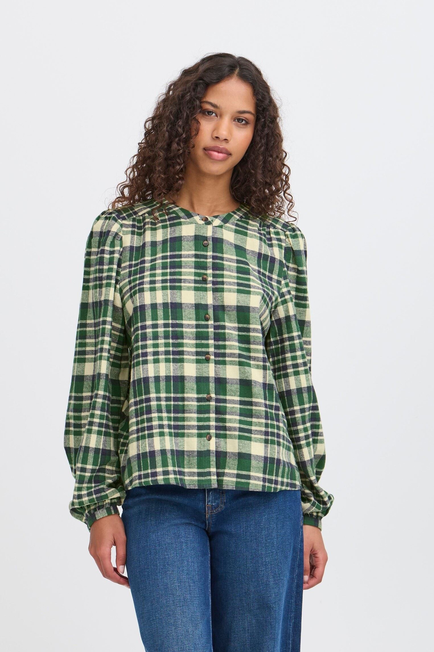 Blouses manches longues IHTAMANNA SH2 femme vert Ichi Blouses manches longues IHTAMANNA SH2 femme vert Pineneedle Check