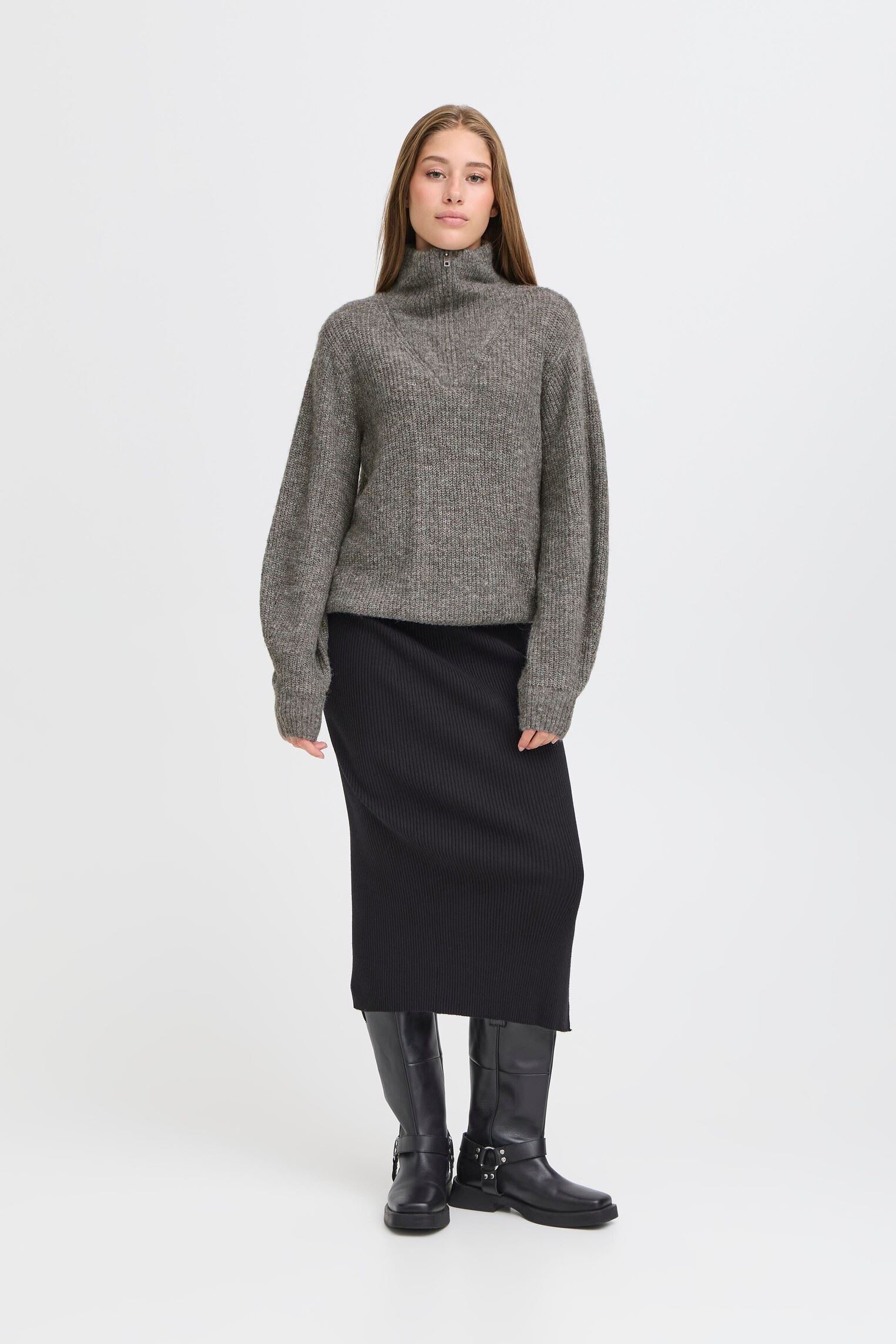 Pulls IHKAMARA LS21 femme gris Ichi Pulls IHKAMARA LS21 femme gris Dark Grey Melange