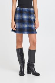 Korte rokken IHWOOLY CHECK dames blauw