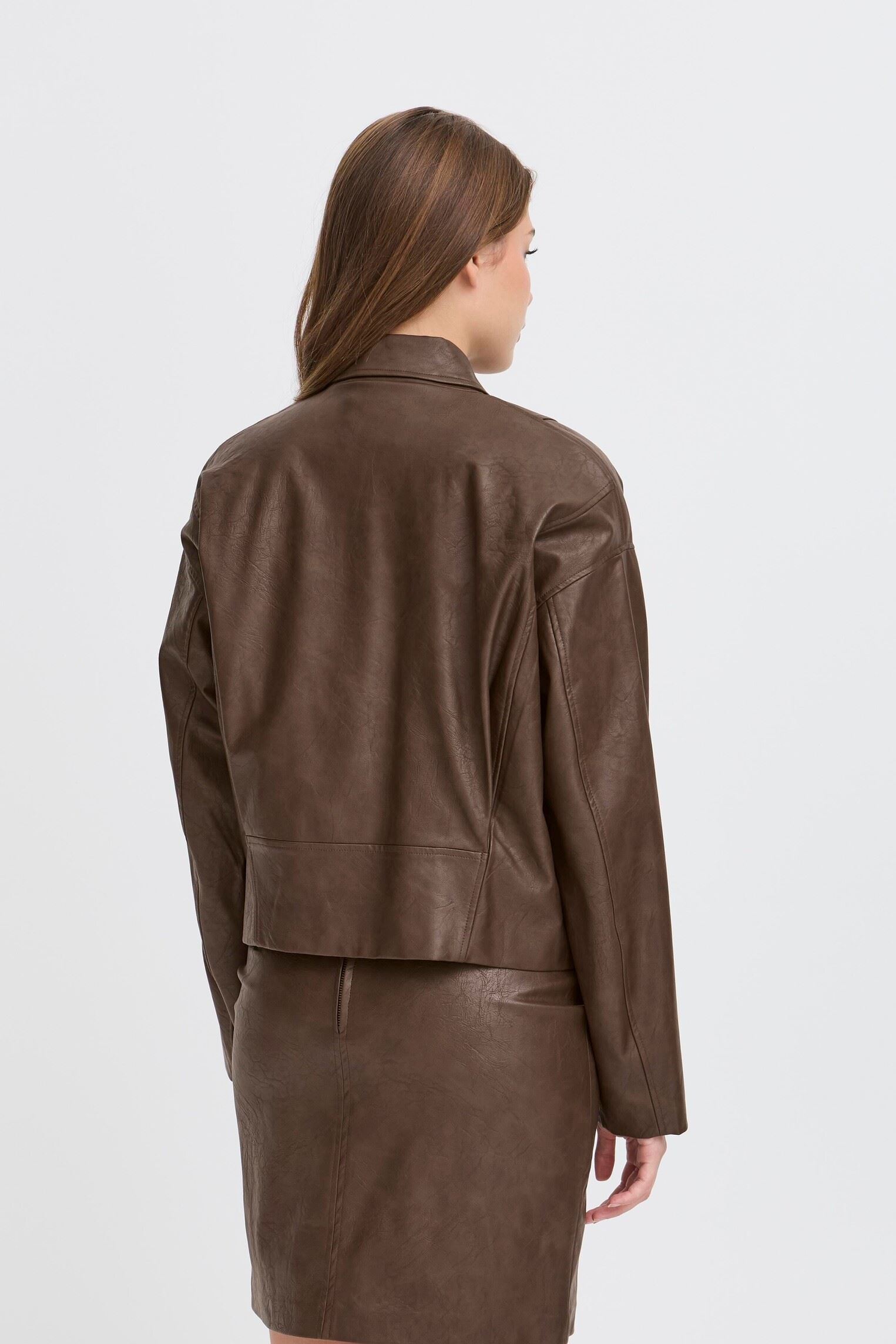 Vestes en cuir IHKILAVI JA femme marron Ichi Vestes en cuir IHKILAVI JA femme marron Coffee Bean