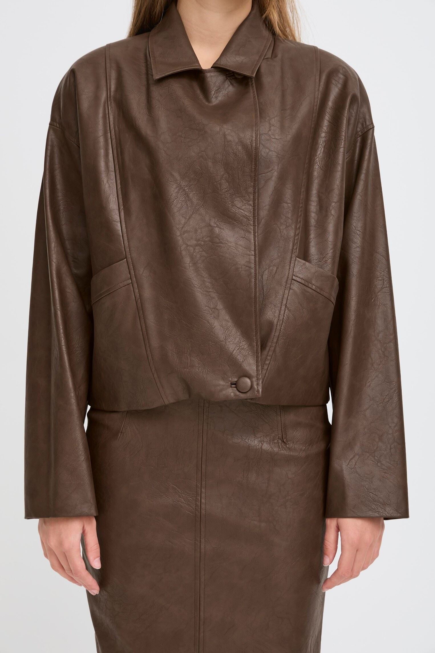 Vestes en cuir IHKILAVI JA femme marron Ichi Vestes en cuir IHKILAVI JA femme marron Coffee Bean