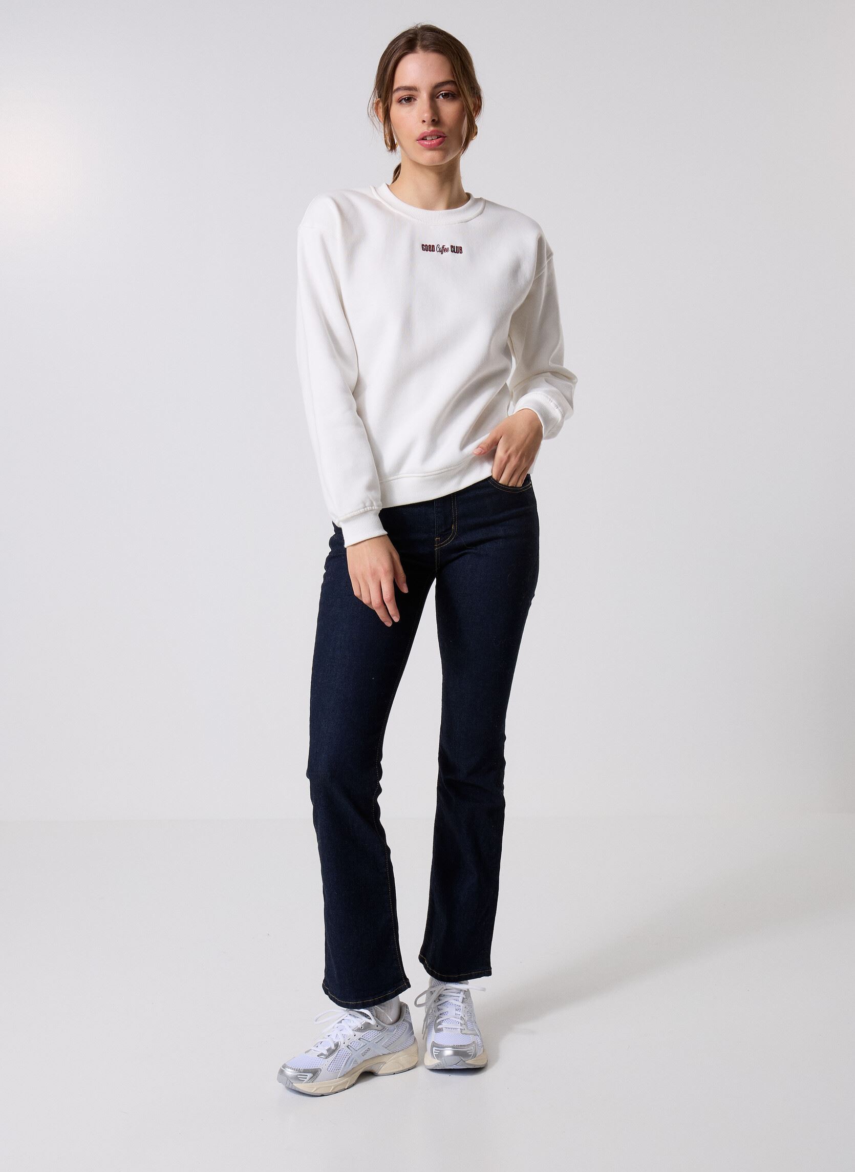 Sweatshirts IHMERELLA BRUSHED SW damen weiß Ichi Sweatshirts IHMERELLA BRUSHED SW damen weiß Cloud W. Red Dahlia