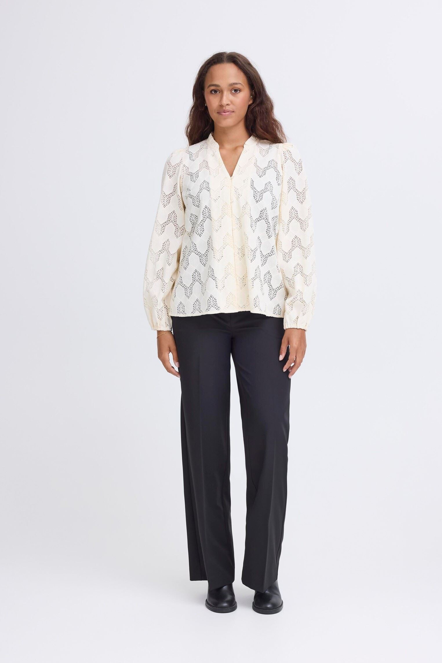 Langarm-Blusen IHJUNELA SH damen weiß Ichi Langarm-Blusen IHJUNELA SH damen weiß BIRCH
