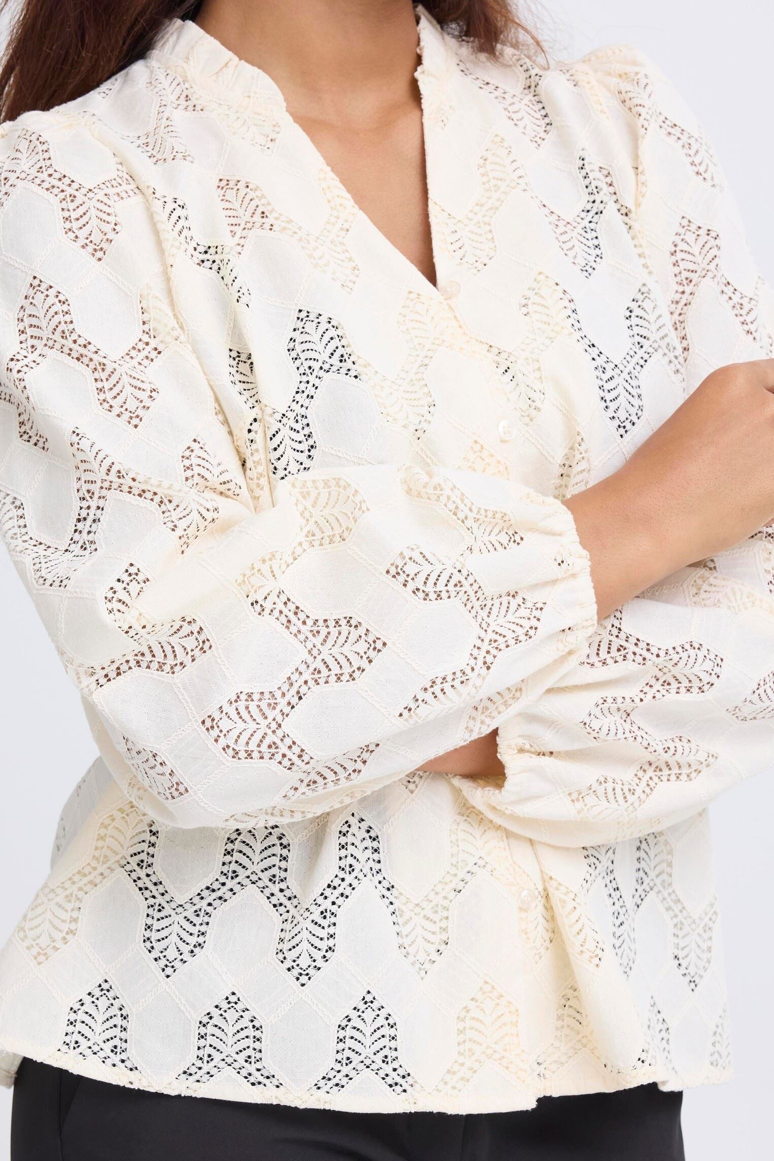 Langarm-Blusen IHJUNELA SH damen weiß Ichi Langarm-Blusen IHJUNELA SH damen weiß BIRCH