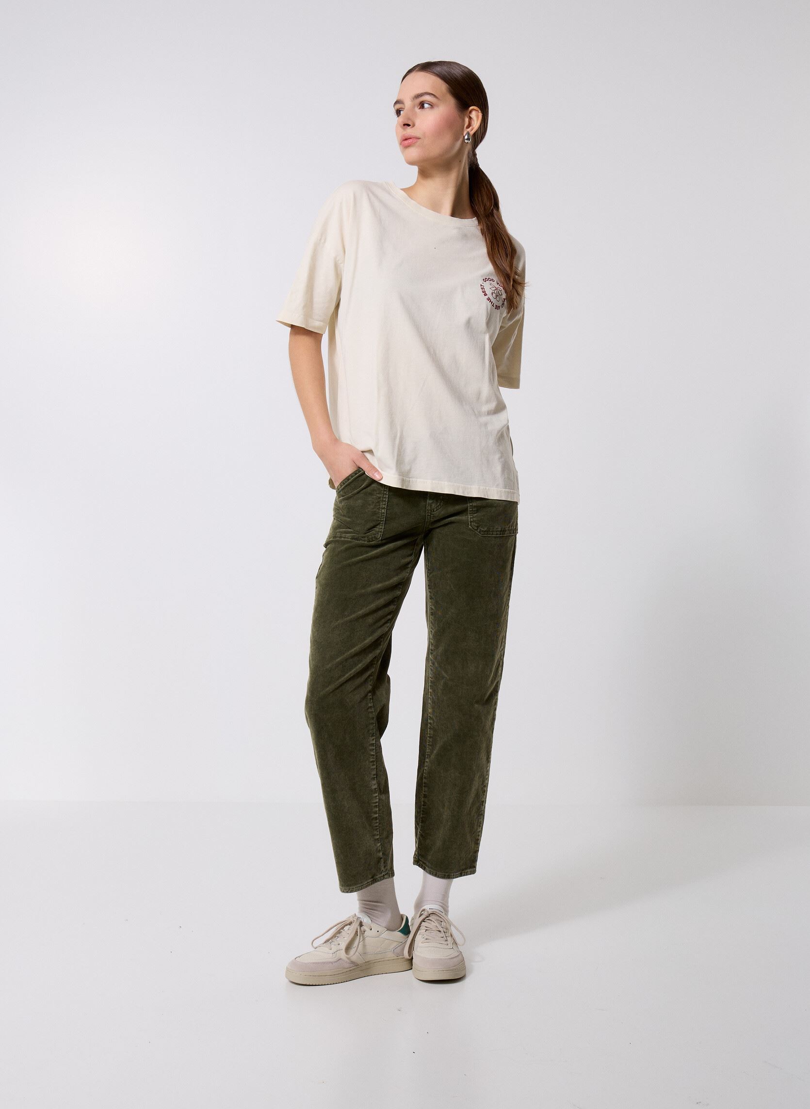 Tee-shirts manches courtes IHNABINO SS6 femme blanc Ichi Tee-shirts manches courtes IHNABINO SS6 femme blanc Birch/Red Dahlia