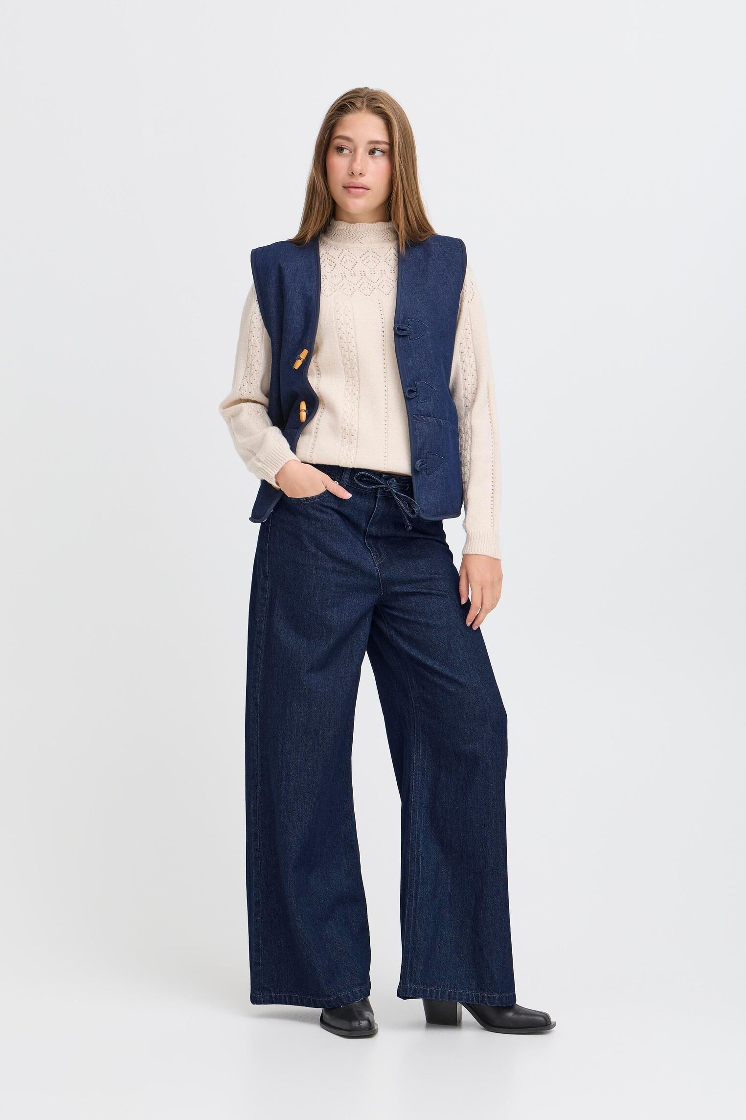 Jeans droit IHBERISEL WIDE PA femme bleu Ichi Jeans droit IHBERISEL WIDE PA femme bleu Denim Authentic Blue