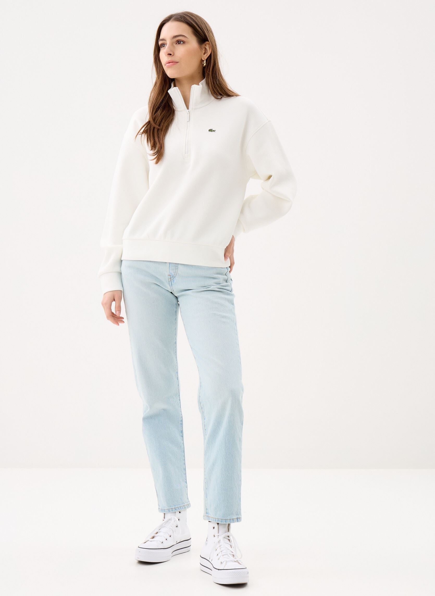 Sweats zippés Sweatshirt Col Montant SF5271 femme blanc Lacoste Sweats zippés Sweatshirt Col Montant SF5271 femme blanc FARINE