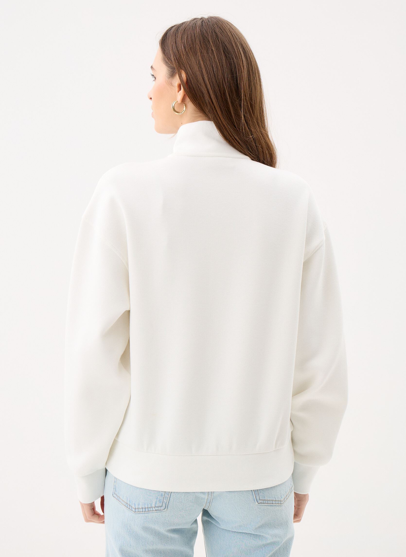 Sweats zippés Sweatshirt Col Montant SF5271 femme blanc Lacoste Sweats zippés Sweatshirt Col Montant SF5271 femme blanc FARINE
