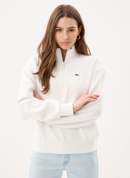 Lacoste Sweats zippés Sweatshirt Col Montant SF5271 femme blanc
