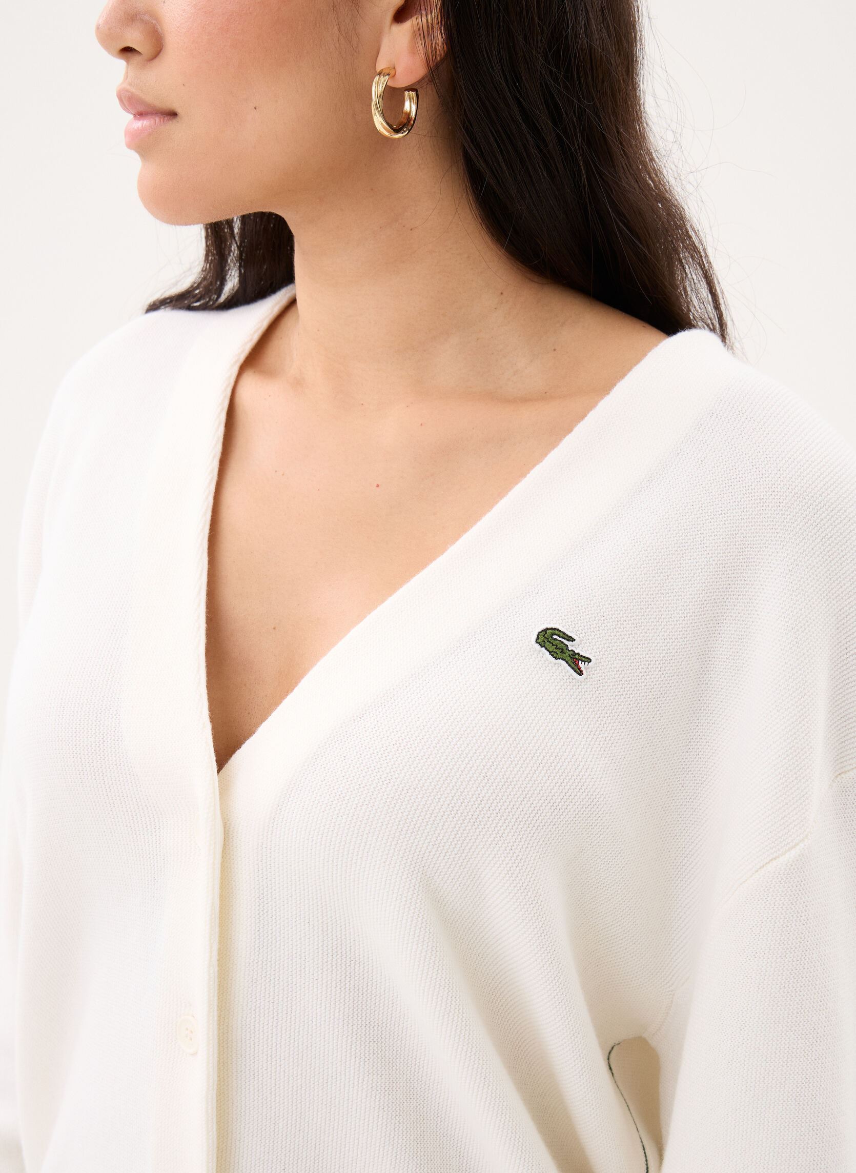 Gilets Gilet AF4143 femme blanc Lacoste Gilets Gilet AF4143 femme blanc FARINE