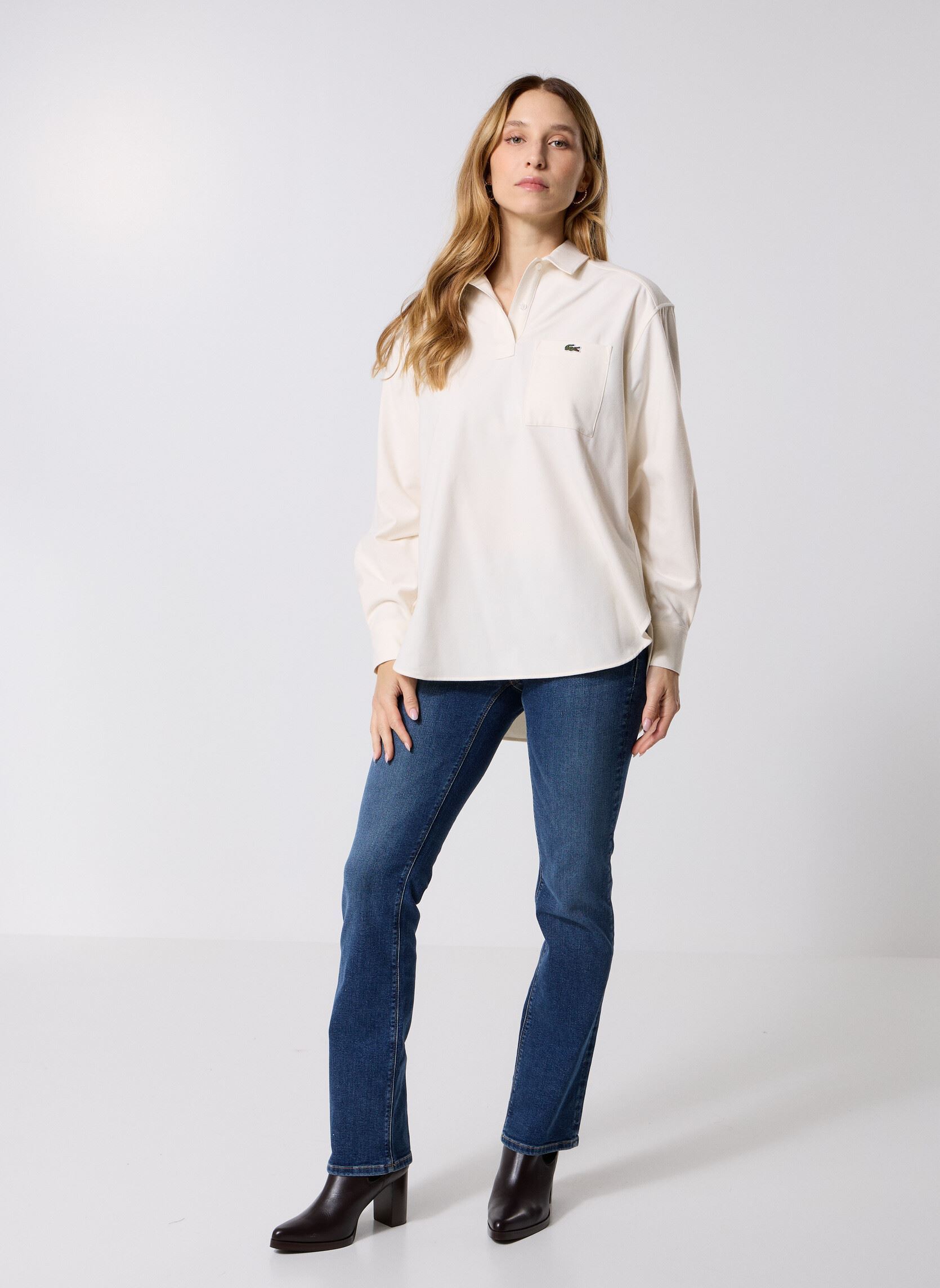 Polos manches longues Polo Flanelle CF5440 femme blanc Lacoste Polos manches longues Polo Flanelle CF5440 femme blanc LAPONIE