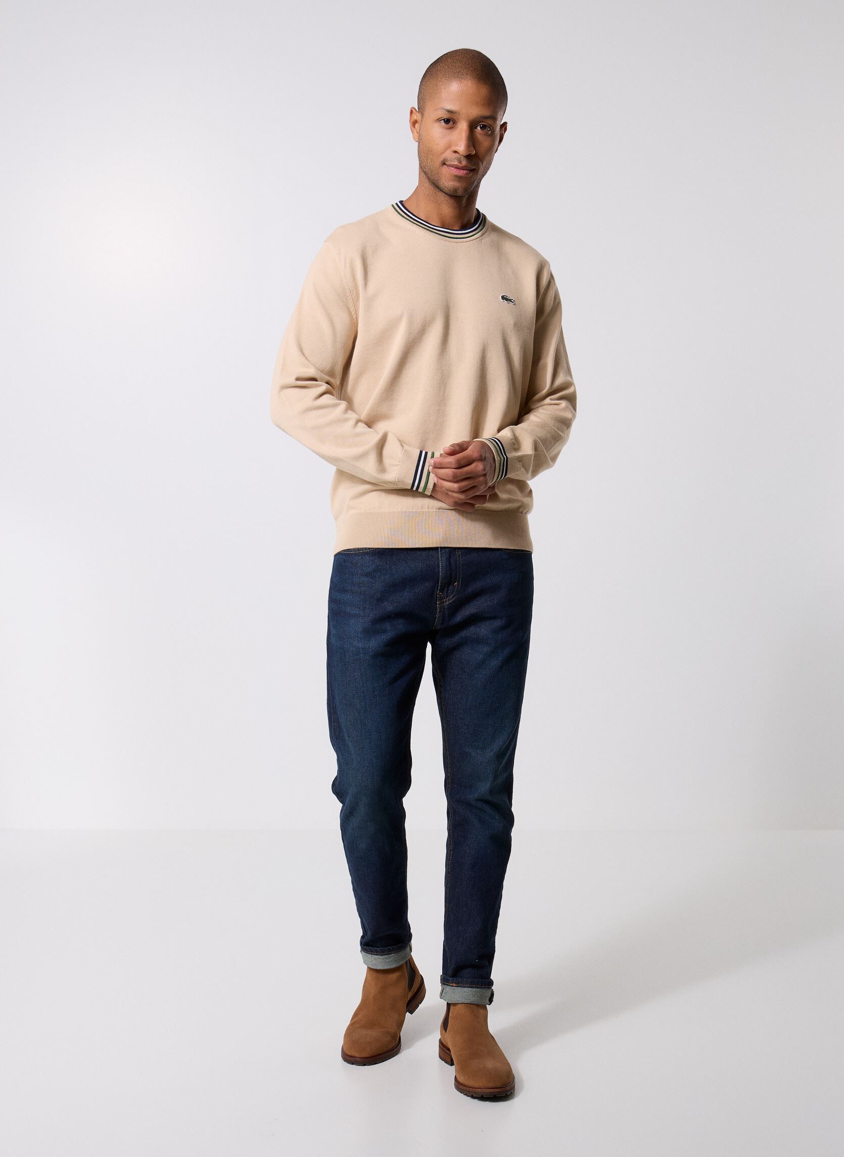 Truien Pull Col Rond AH5158 heren beige Lacoste Truien Pull Col Rond AH5158 heren beige VIENNOIS