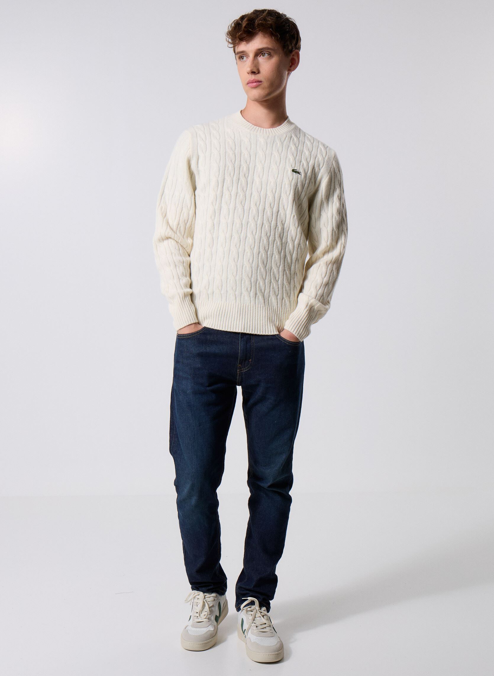 Pulls Pull Col Rond Torsadé AH2924 homme blanc Lacoste Pulls Pull Col Rond Torsadé AH2924 homme blanc LAPONIE
